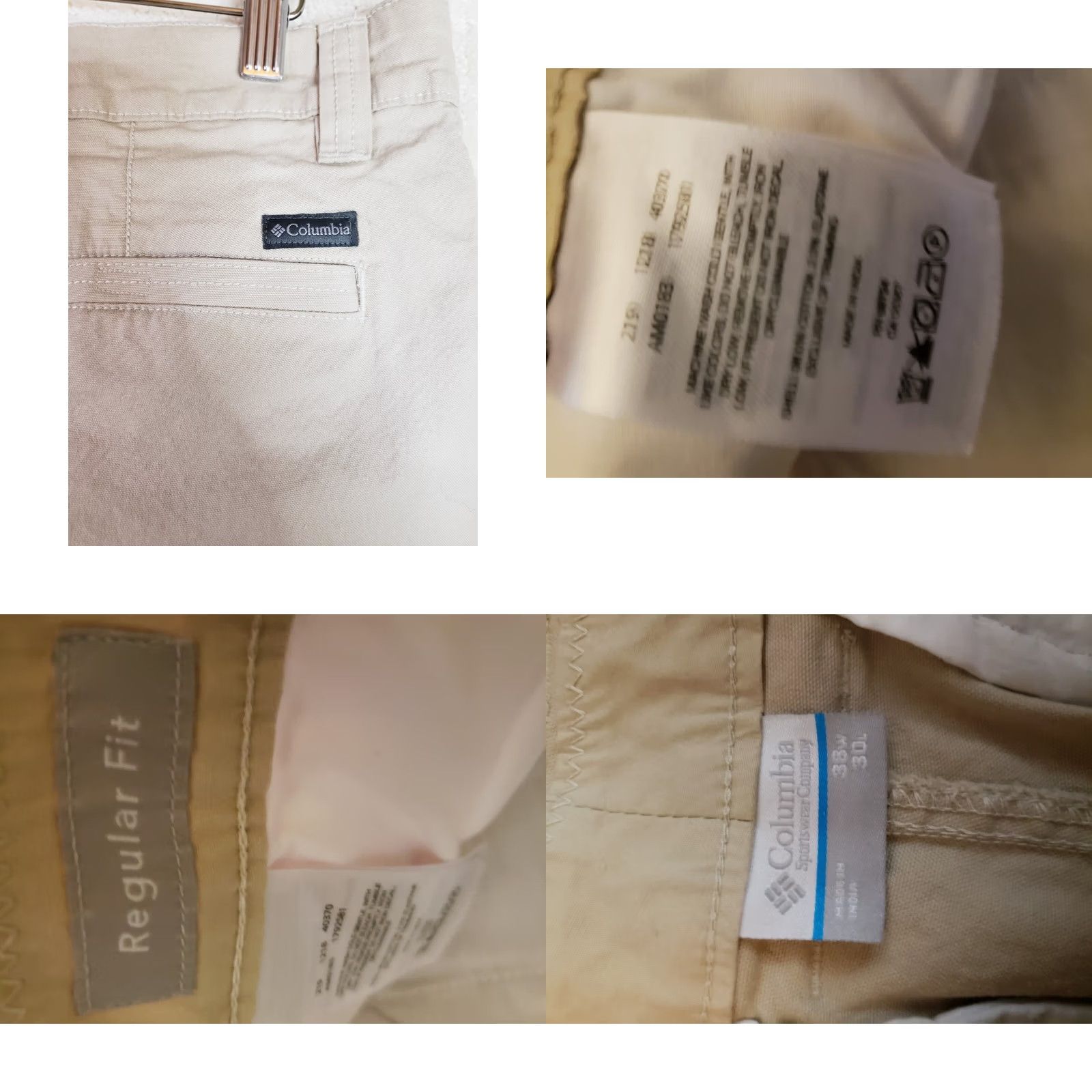 Vintage Columbia Men's Straight Pants 38X30 Beige Regular Fit 5-Pocket Zipper Side Pocket Machine Washable Logo Size US 38 / EU 54 - 9 Thumbnail