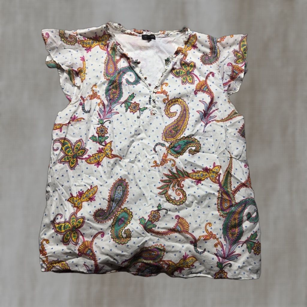 Talbots Talbots Shirt Adult Women XL Multicolor Paisley Short Sleeve Round Neck Blouse Classic Womens Size XL / US 12-14 / IT 48-50 - 1 Thumbnail