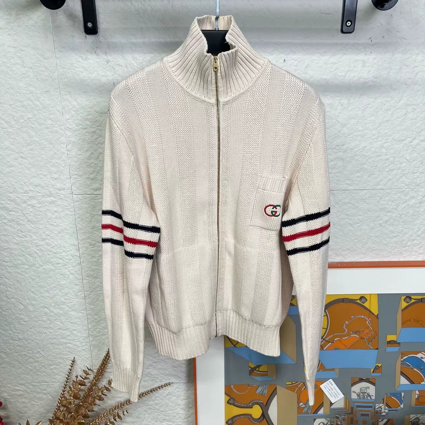 Gucci gucci beige double g embroidered jacket Size S / US 4 / IT 40 - 1 Thumbnail