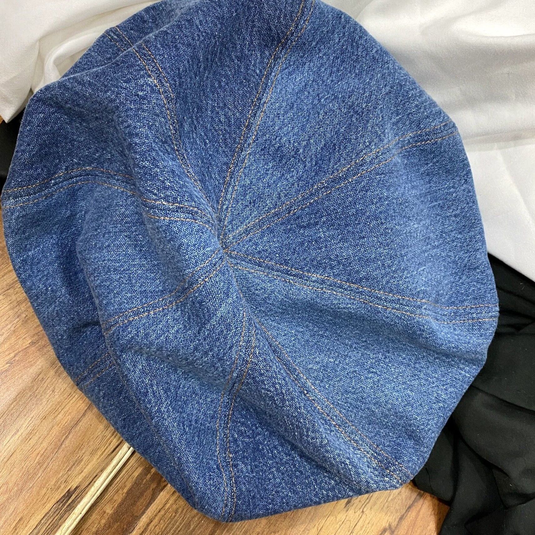 Denime VINTAGE 1970s Denim Brimless 8 Point Hat Handmade From Redline Levis Hat Mens Denim 1970s Redline Levis Holiday Size ONE SIZE - 4 Thumbnail
