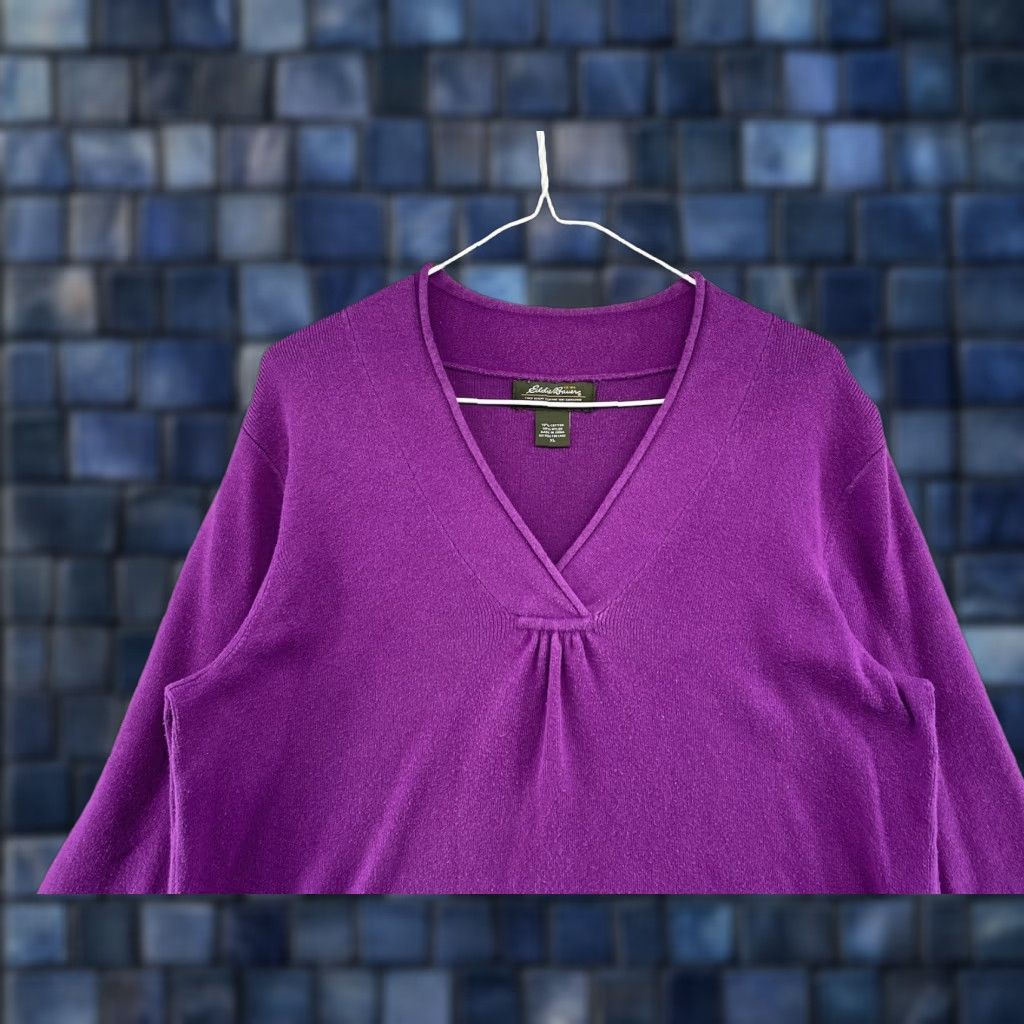 Eddie Bauer Eddie Bauer Cable Knit V Neck Cotton Blend Sweater Women's Purple XL Pullover Knit Wool? No Nylon? (Please ensure accuracy) Size XL / US 12-14 / IT 48-50 - 1 Thumbnail