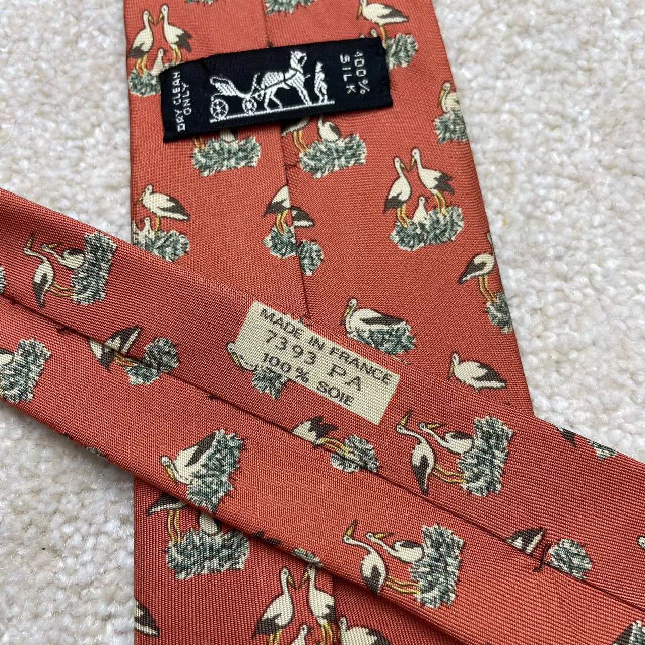 Hermes Paris Silk Tie 7393 PA Birds