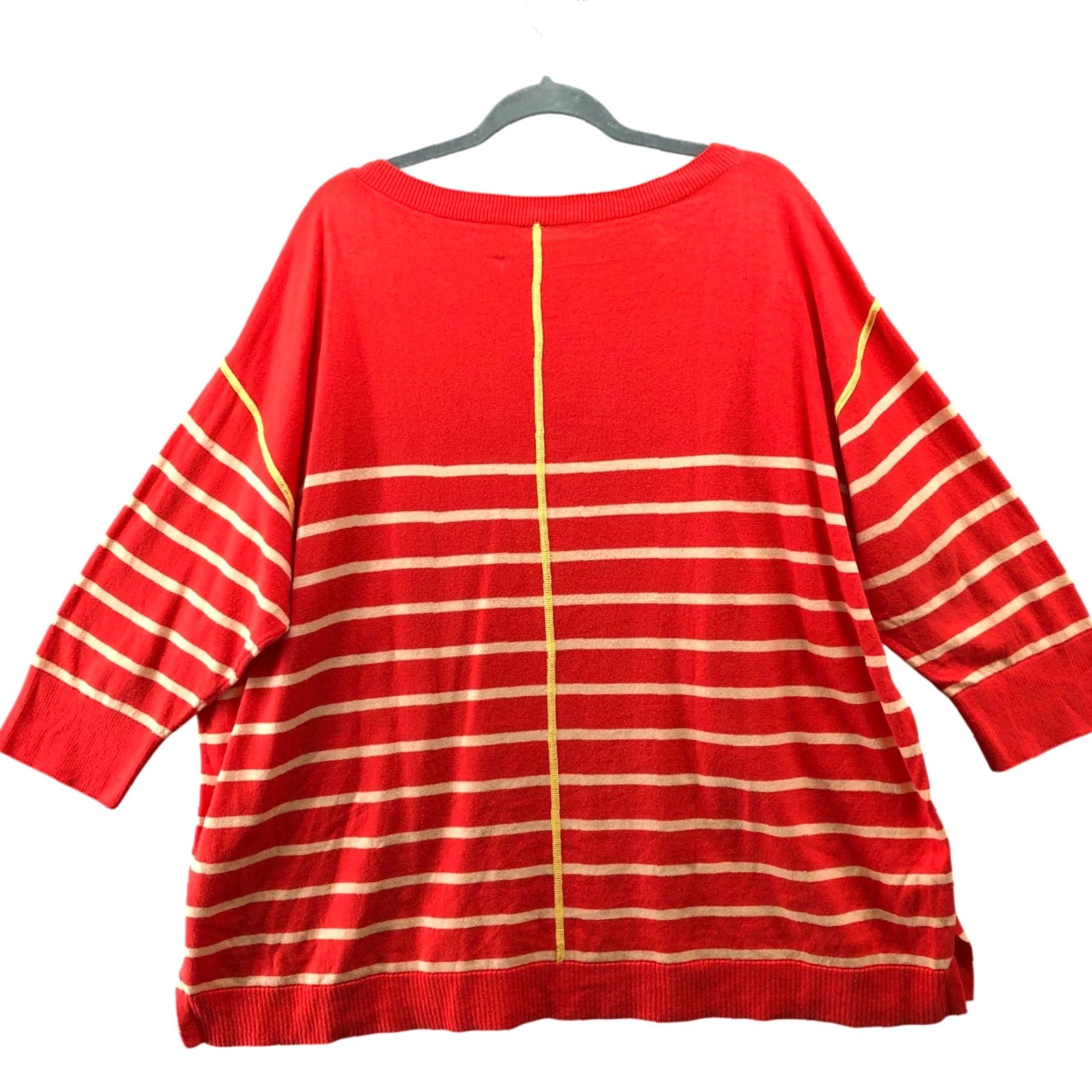 Vintage VINTAGE? No — Zuda Sweater Womens 2X Coral Pink Striped Relaxed Cotton Round Neck Pullover Knit Casual 2X Womens Size XXL / US 16-18 / IT 52-54 - 2 Thumbnail