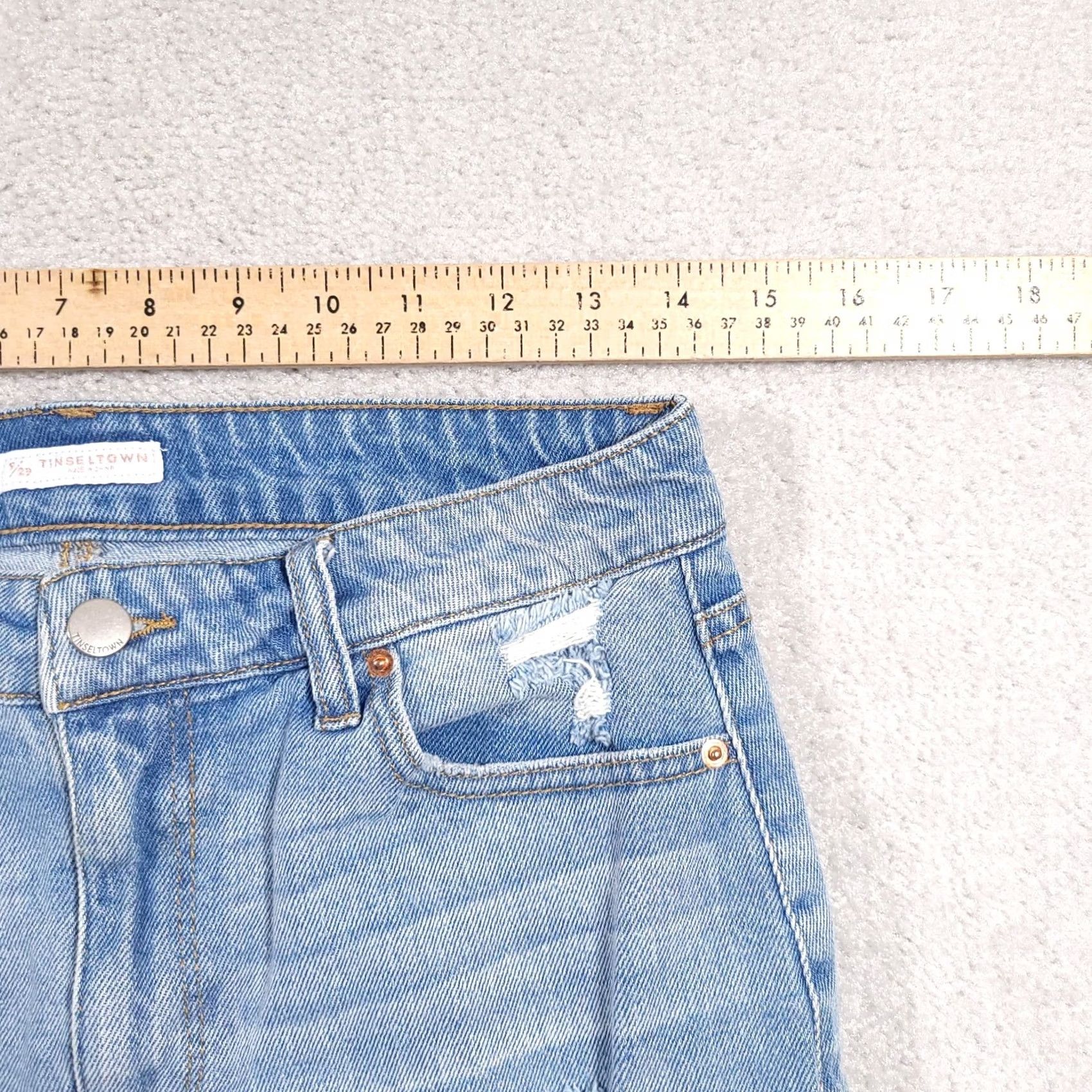 Vintage Tinseltown Denim Skirt Mini Pencil Blue Distressed Stretch Women 9/29 Short All Seasons Size 30" / US 8 / IT 44 - 5 Thumbnail