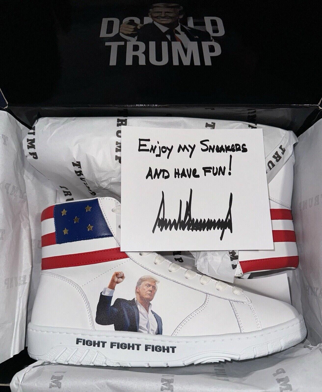 Designer TRUMP SNEAKERS Numbered 562/5000 FIGHT Sneakers sz 11 Size US 11 / EU 44 - 2 Thumbnail