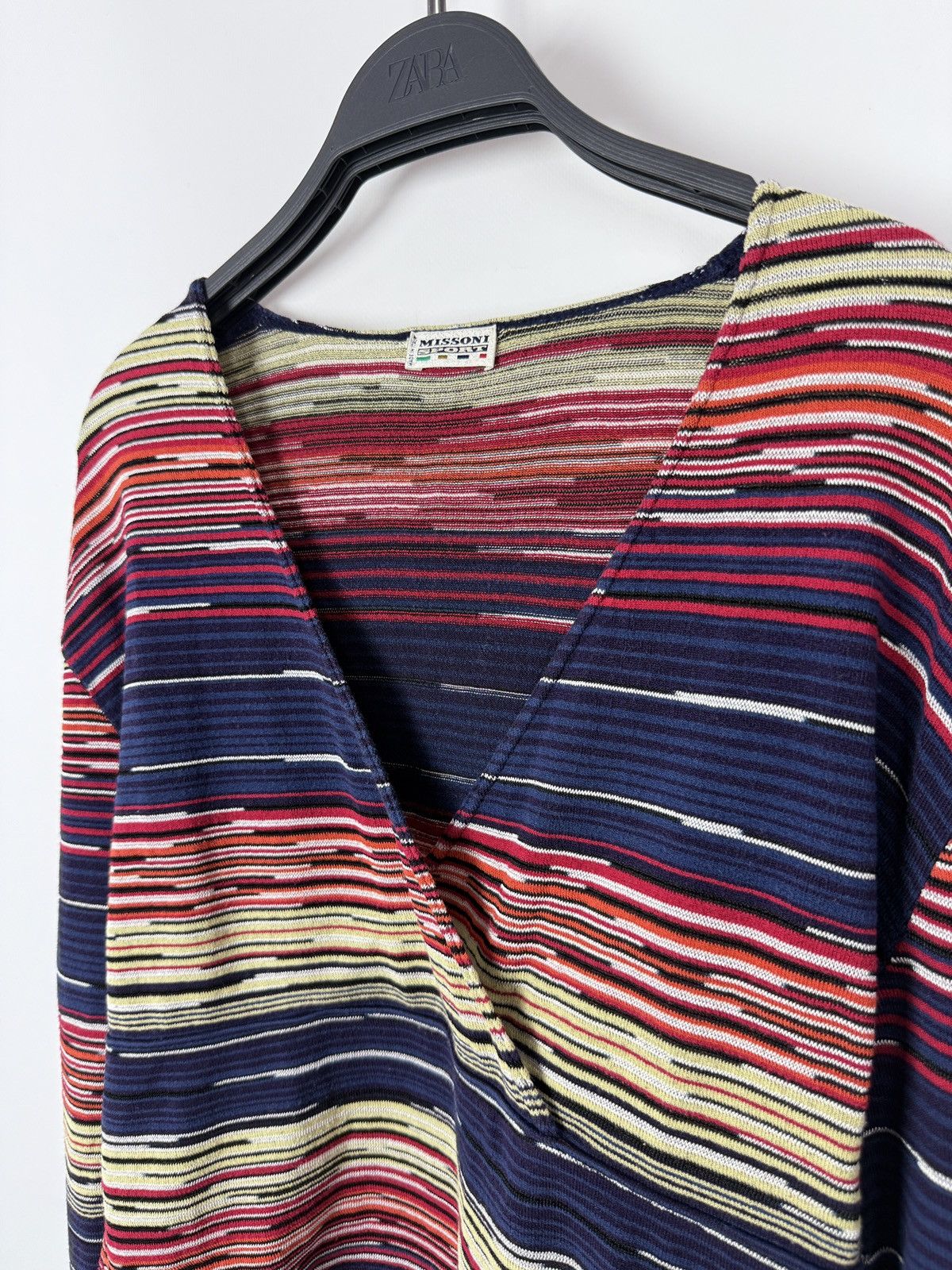 Missoni 1990s Vintage Missoni Sport Wrap V-Neck Sweater 48 Size XL / US 12-14 / IT 48-50 - 4 Thumbnail