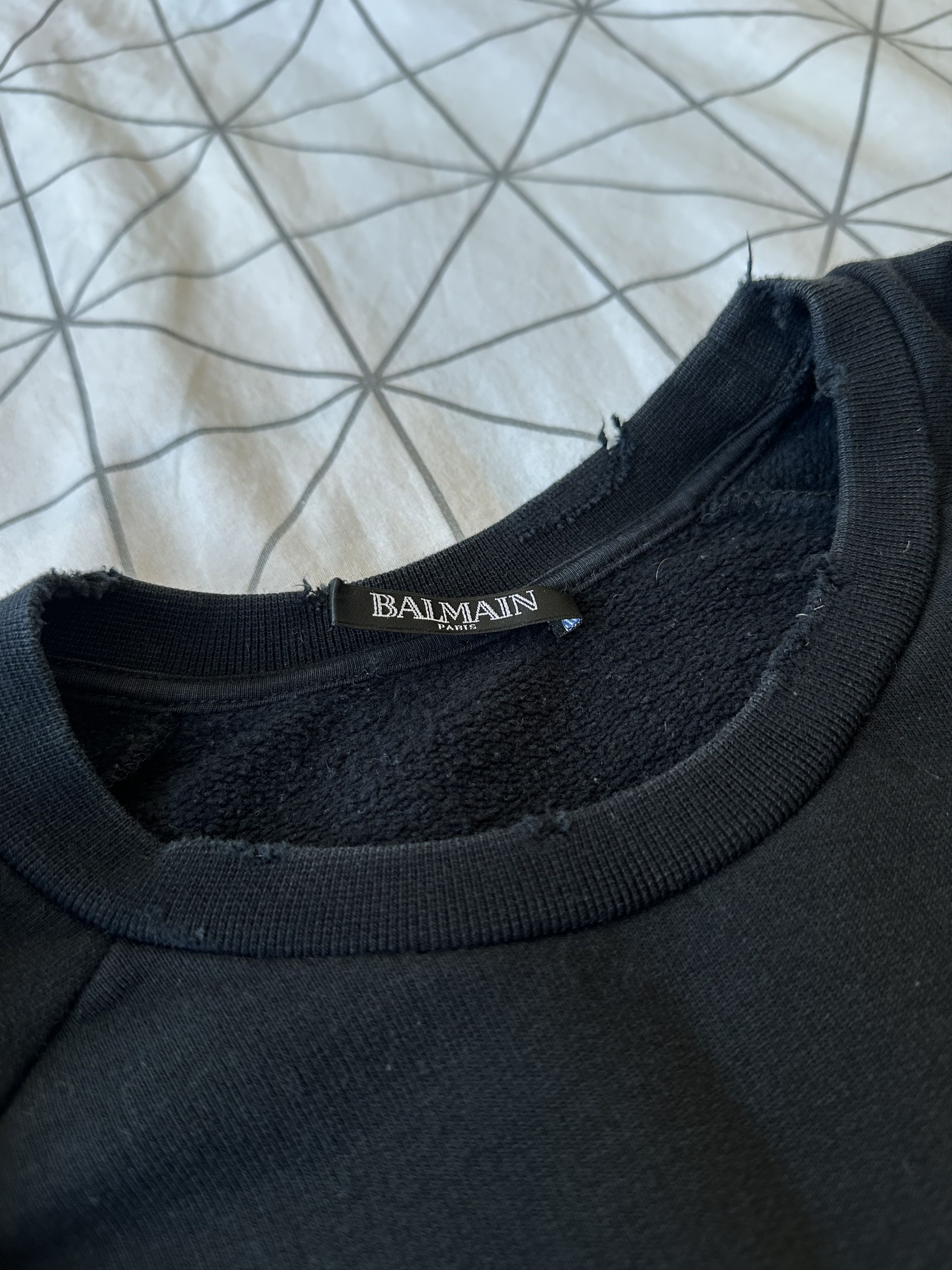 Balmain FW18 Balmain Exit Logo Distressed Crewneck Black Size US M / EU 48-50 / 2 - 3 Thumbnail