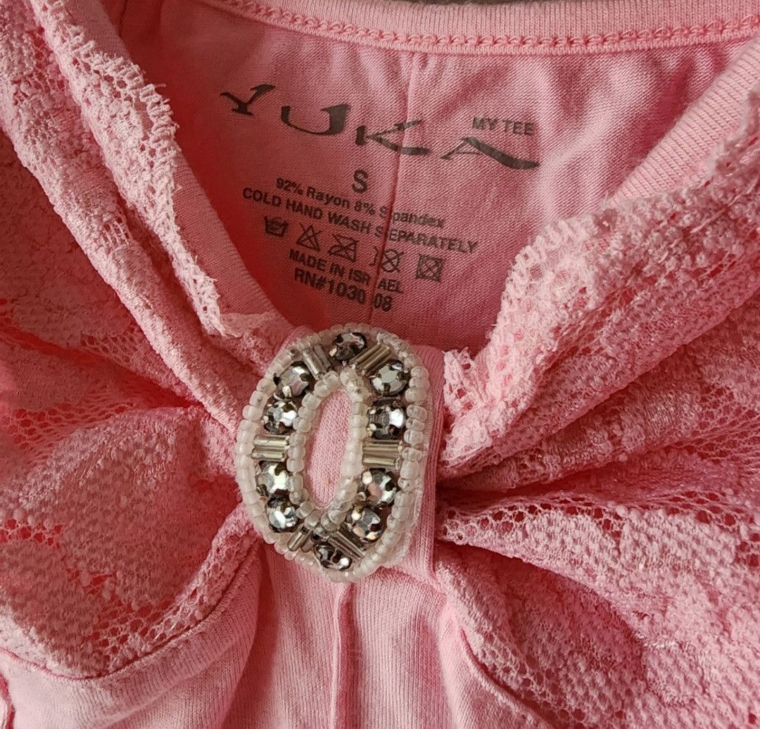 Other Yuka Pink Rhinestone Bead Lace Floral Cami Tank Size Small Size S / US 4 / IT 40 - 2 Thumbnail
