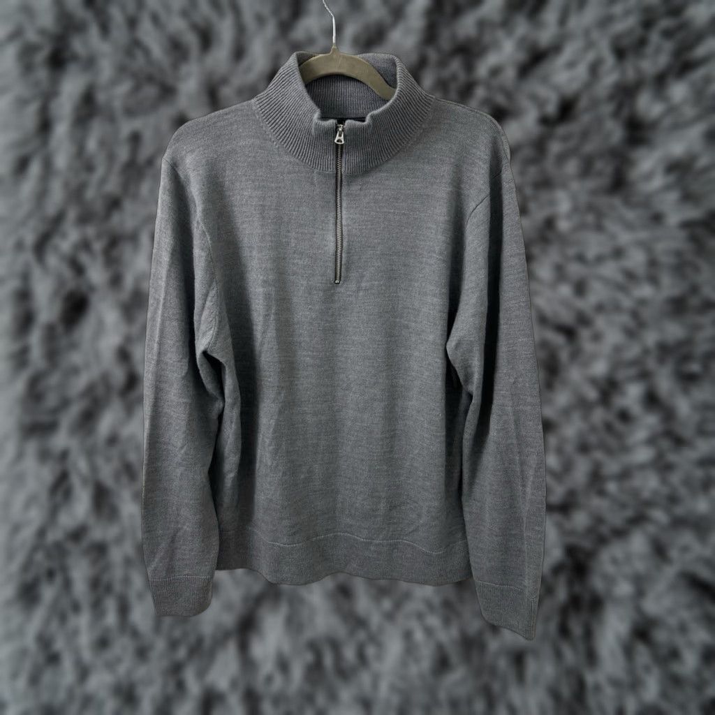 Vintage J Crew Sweater Mens Large Gray Merino Wool Blend 1/4 Zip Pullover Long Sleeve Size US L / EU 52-54 / 3 - 1 Thumbnail