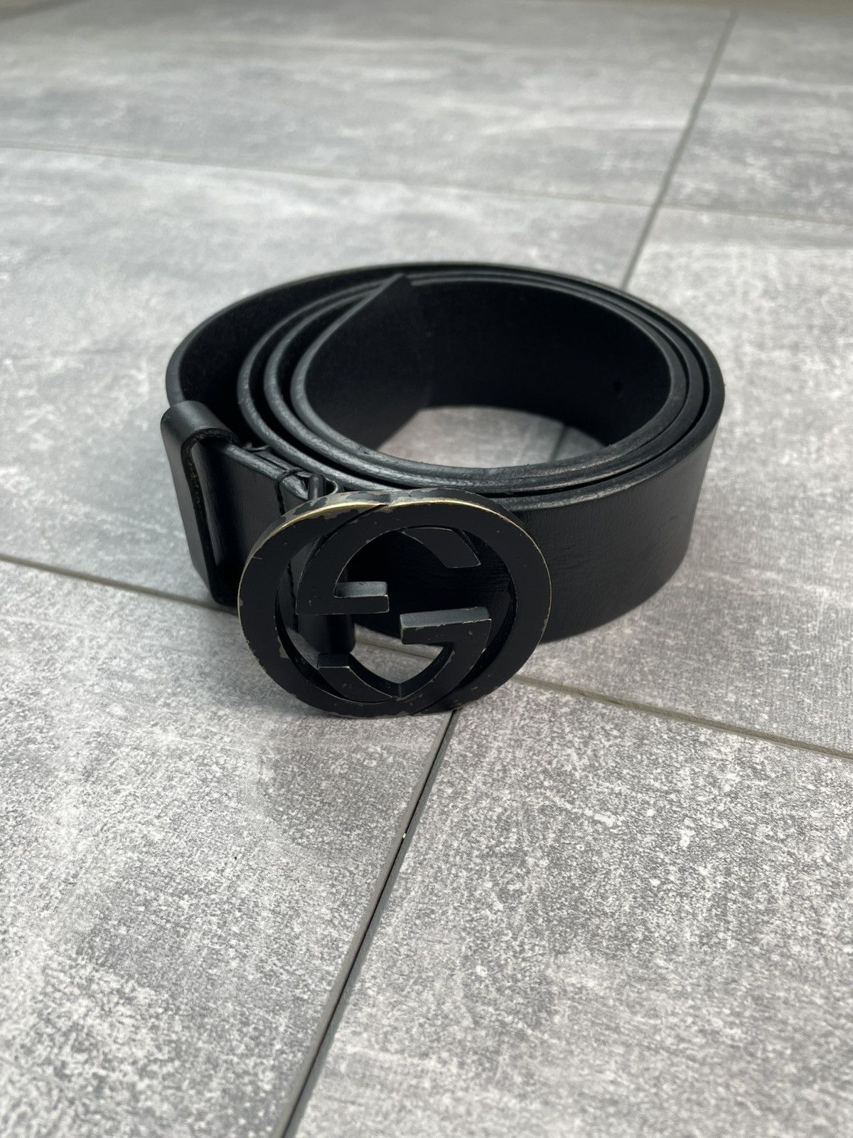 Gucci Gucci GG Leather Belt Black Size ONE SIZE - 1 Thumbnail