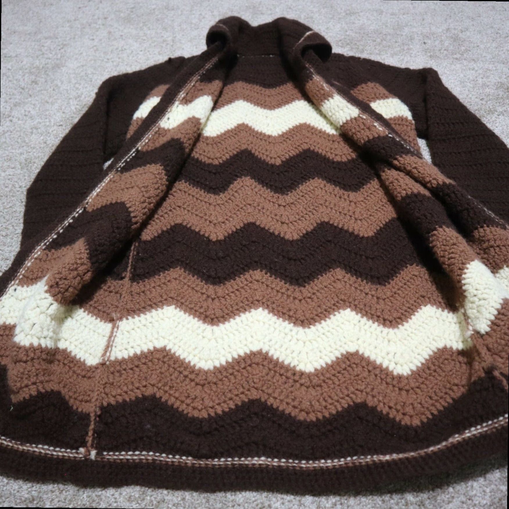 MadeMe Brown Homemade Knitted Cardigan Sweater Women's Medium Size Size M / US 6-8 / IT 42-44 - 3 Thumbnail