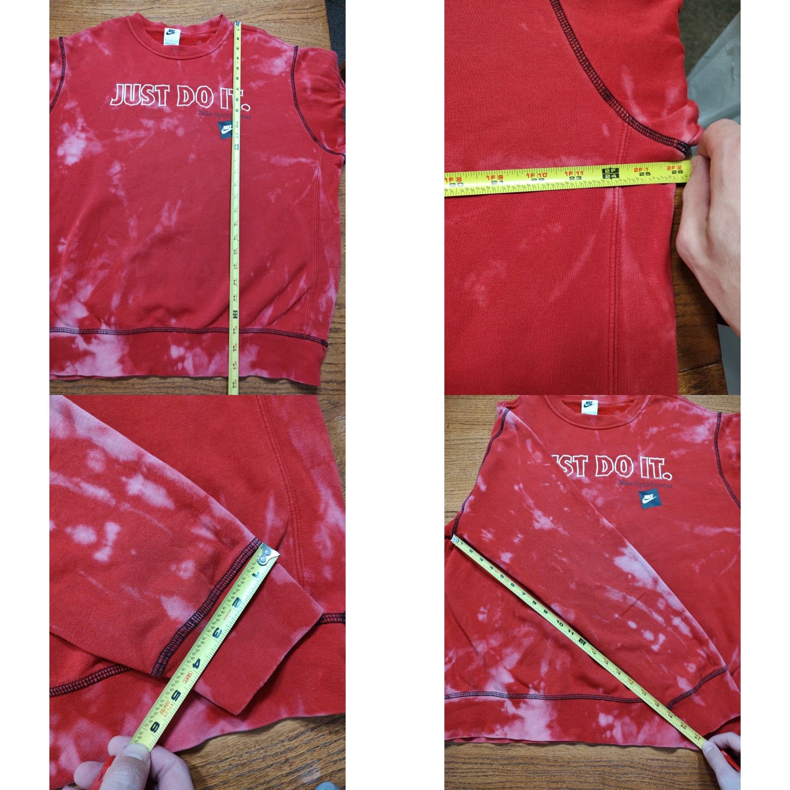 Nike VINTAGE Nike Mens L Lightweight Crewneck Sweatshirt Acid Wash Tie Dye Red Size US L / EU 52-54 / 3 - 8 Thumbnail