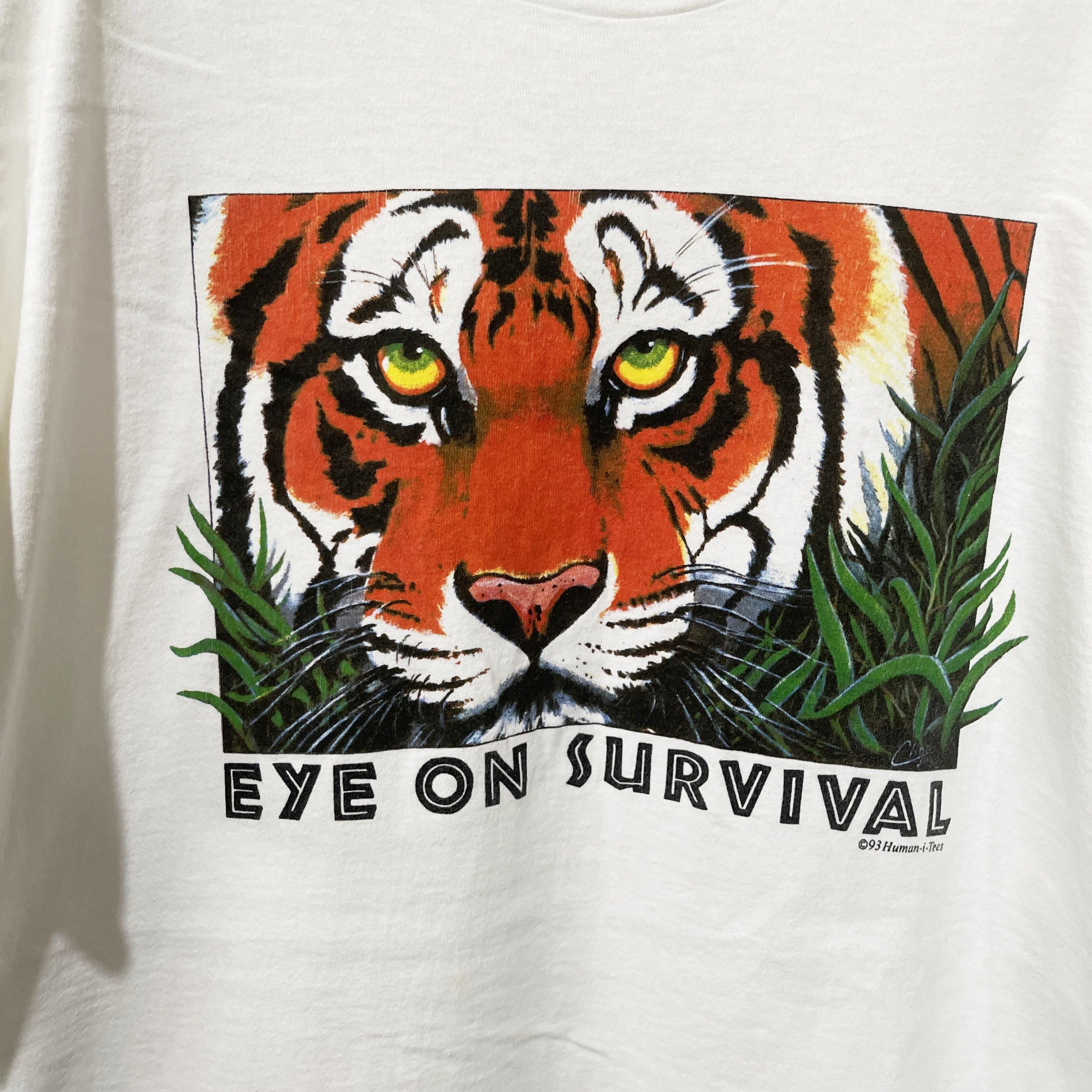 Vintage Vintage 1993 Human i Tees Eye On Survival T-Shirt Size US XXL / EU 58 / 5 - 2 Thumbnail