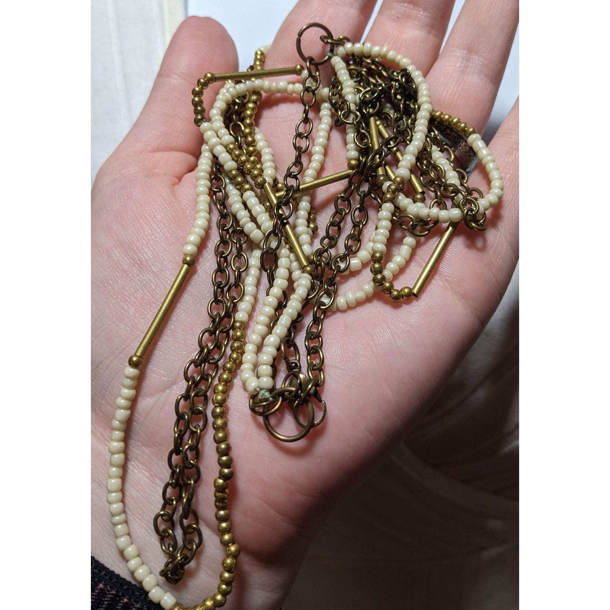 Other Gold White Multilayer Bohemian Necklace Size ONE SIZE - 5 Thumbnail