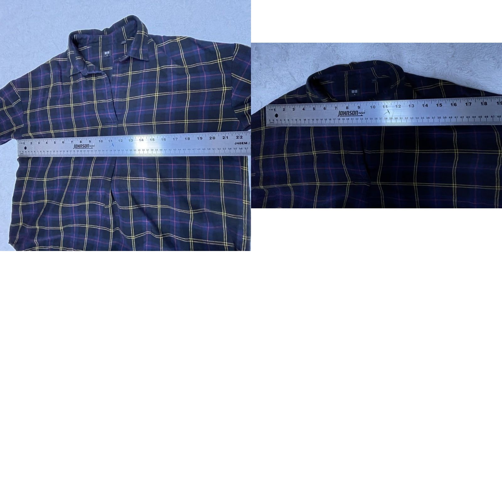Uniqlo Uniqlo Women's Long Sleeve Plaid Flannel Oversized Shirt XS Gray Purple Size XS / US 0-2 / IT 36-38 - 8 Thumbnail