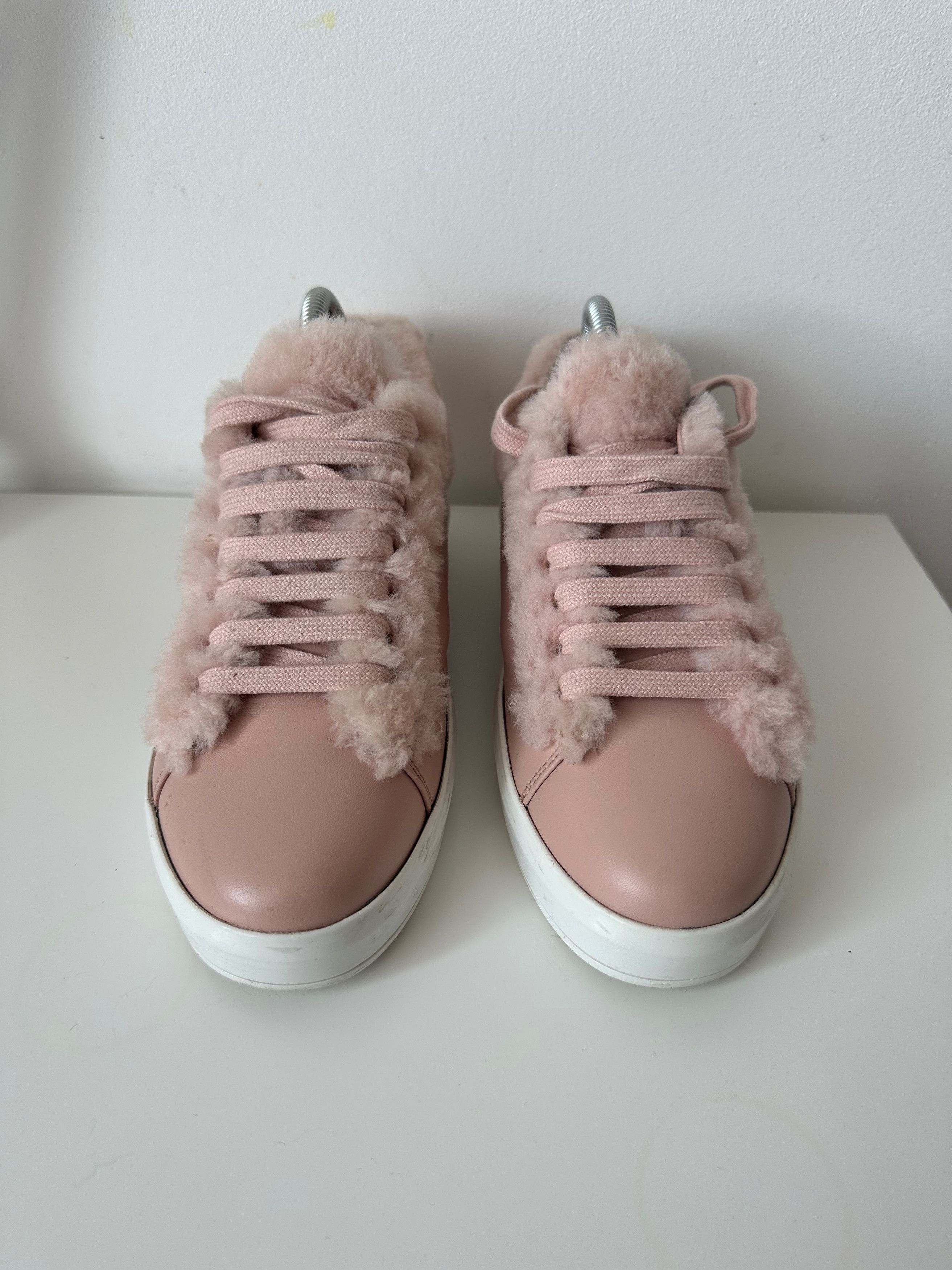 Prada Prada Shearing Fur Leather Sneakers 1E777H pink Size 37 Size US 7 / IT 37 - 9 Thumbnail