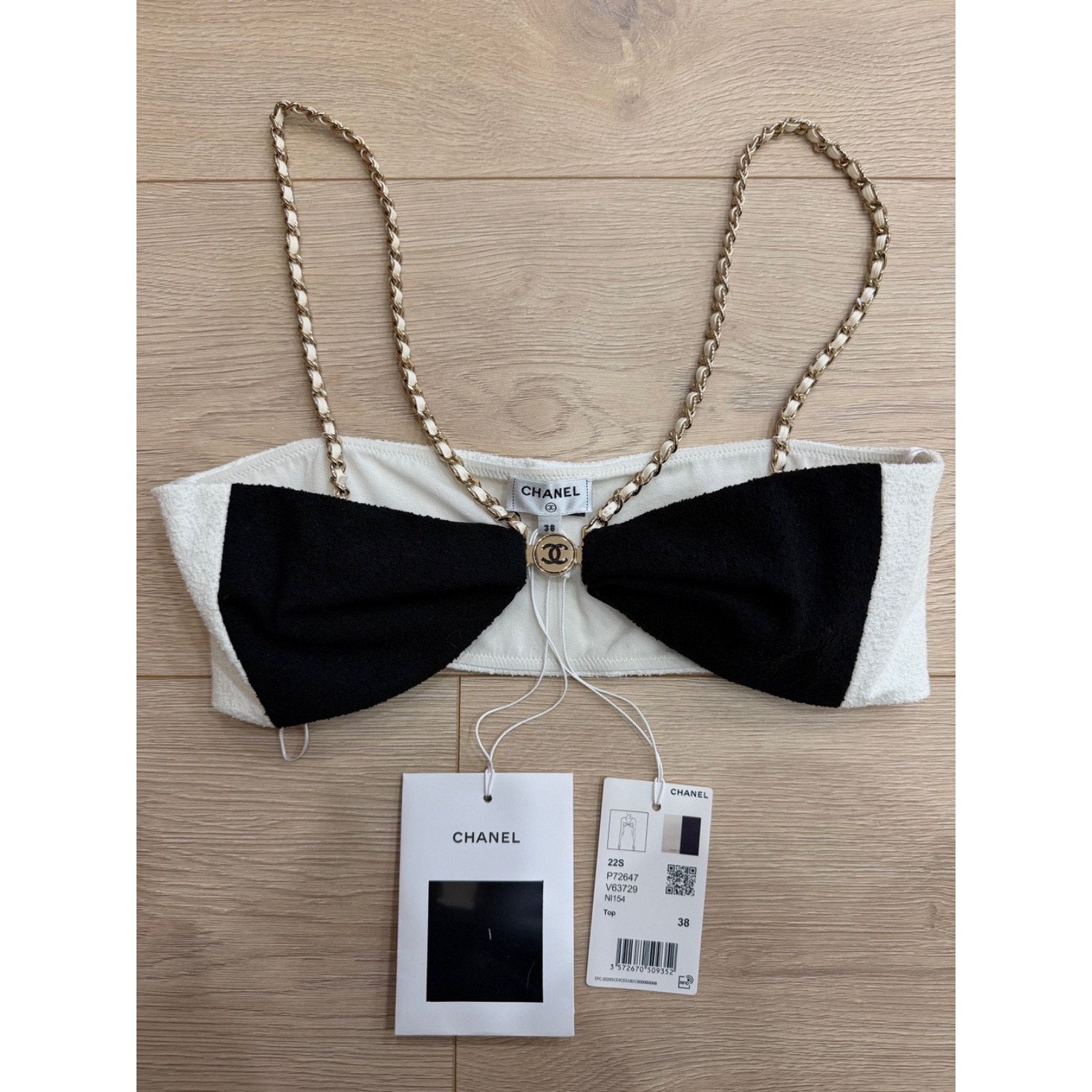 Chanel Chanel 22S Black White Gold Chain CC Logo Top Bra 38 Size XS / US 0-2 / IT 36-38 - 2 Thumbnail