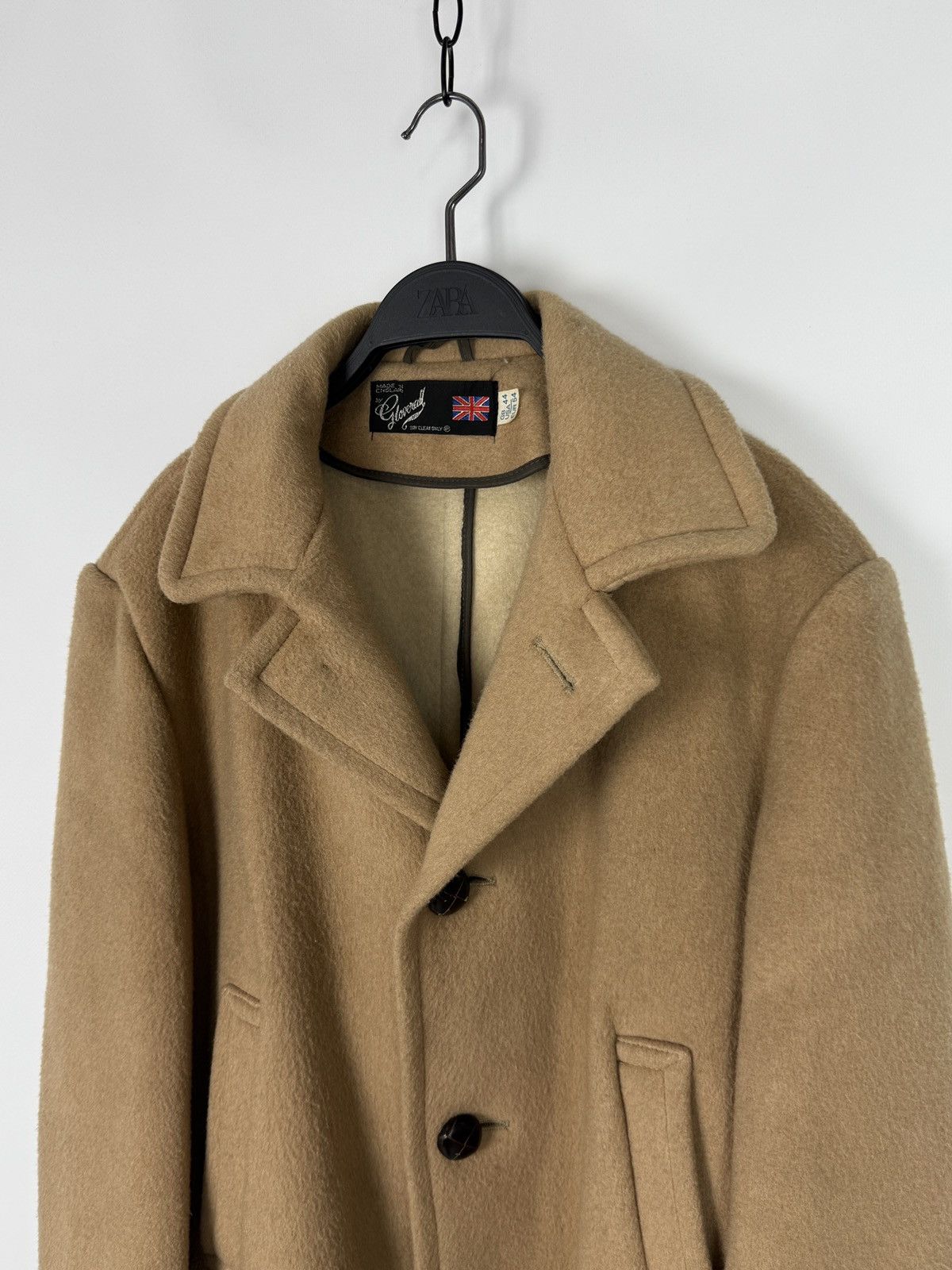 Gloverall 1970s Vintage Gloverall England Camel Beige Wool Mid Coat 54 Size US L / EU 52-54 / 3 - 4 Thumbnail
