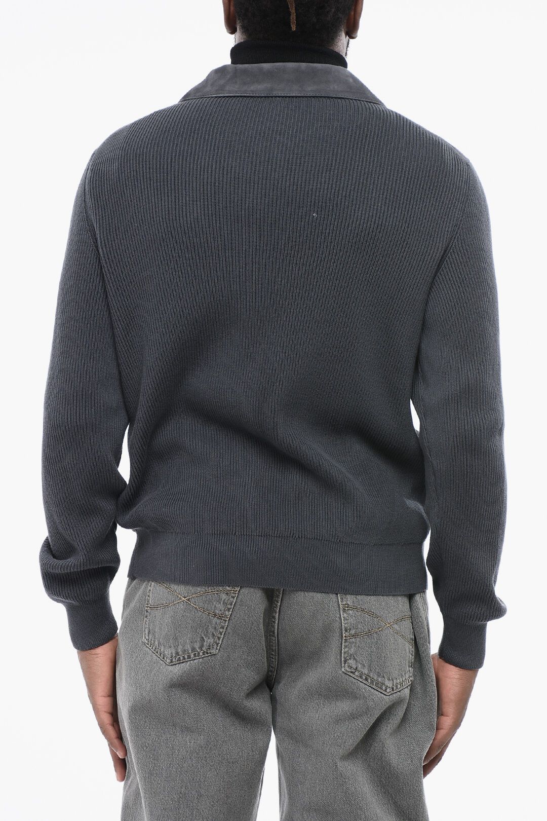 Brunello Cucinelli og1mm0725 Suede Jacket in Dark Grey Size US S / EU 44-46 / 1 - 2 Thumbnail