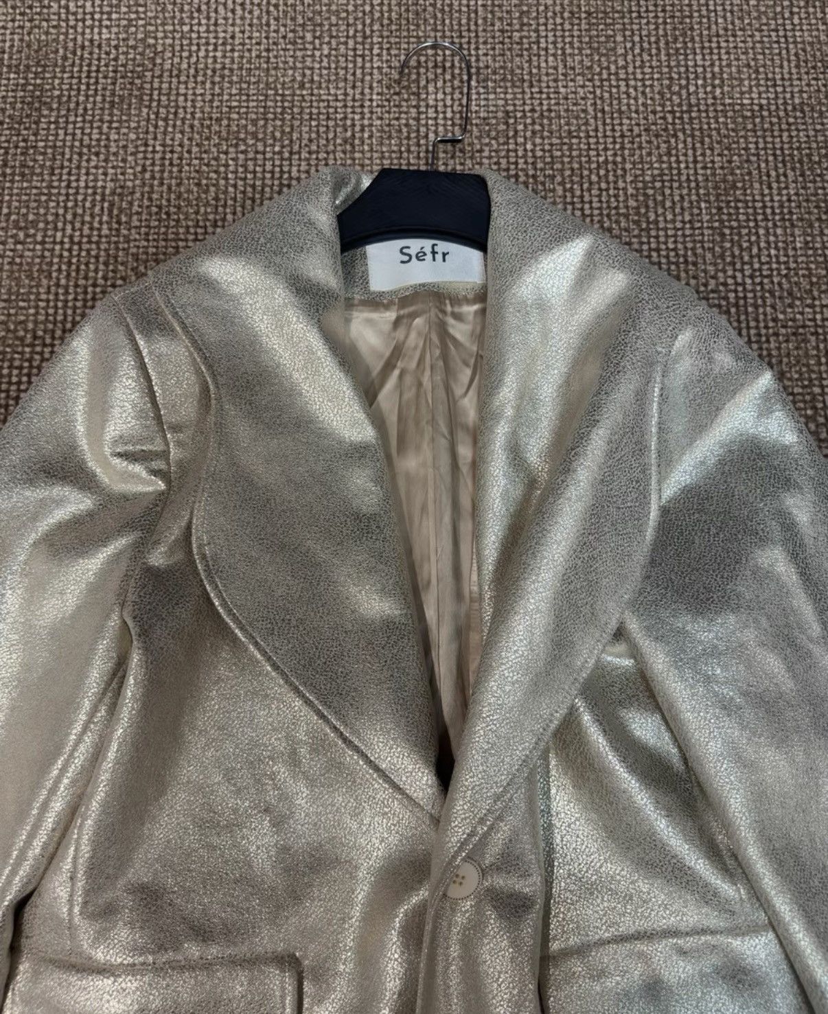 Sefr Sefr Crackled Metallic Champagne Gold Blazer K23 Size US M / EU 48-50 / 2 - 4 Thumbnail