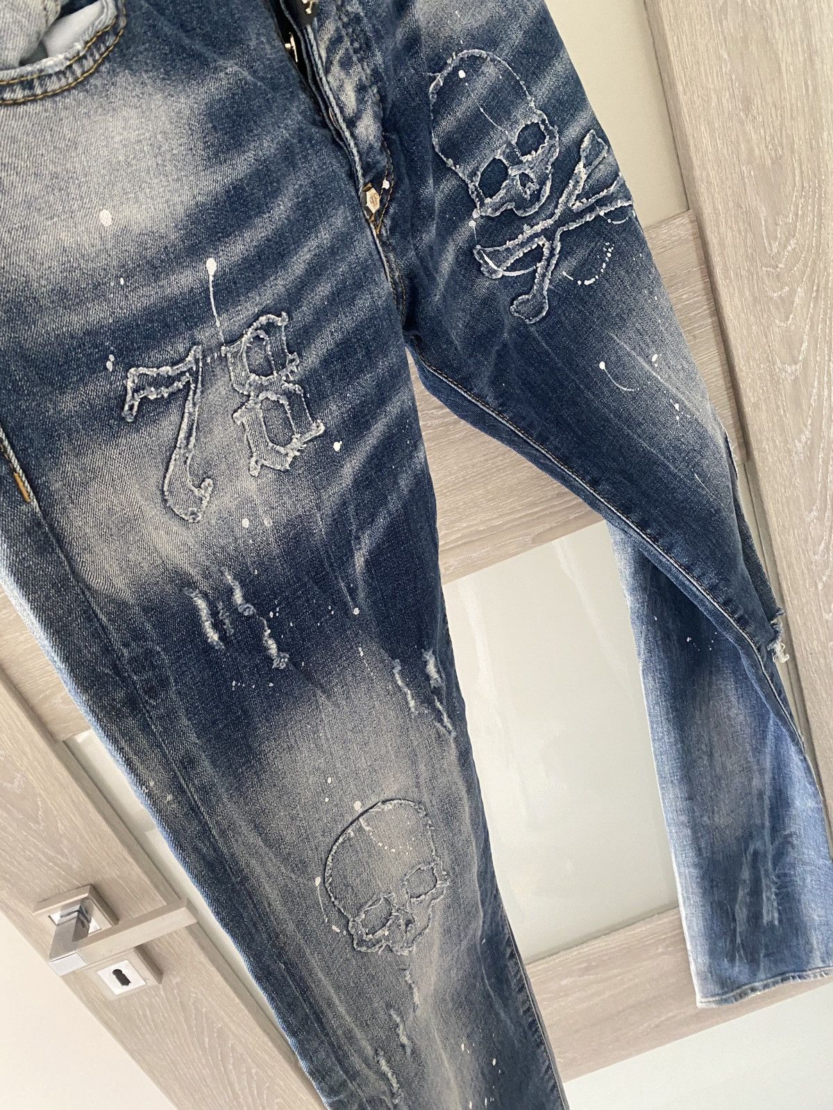 Philipp Plein Luxury philipp plein straight cut jeans fullprint skeleton Size US 30 / EU 46 - 7 Thumbnail