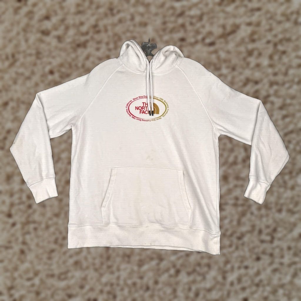 The North Face The North Face Hoodie Womens Large White Graphic Logo Raglan Pullover Sweatshirt Size L / US 10 / IT 46 - 1 Thumbnail