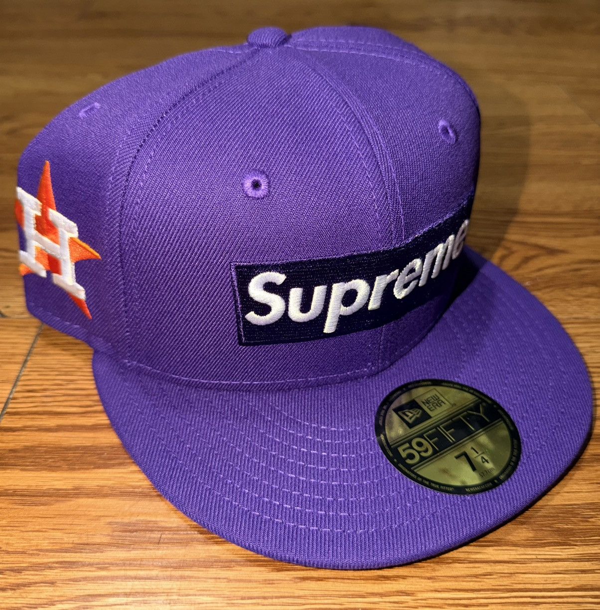 Supreme MLB Astros Box Logo New Era Fitted Purple Sz 7 1/4