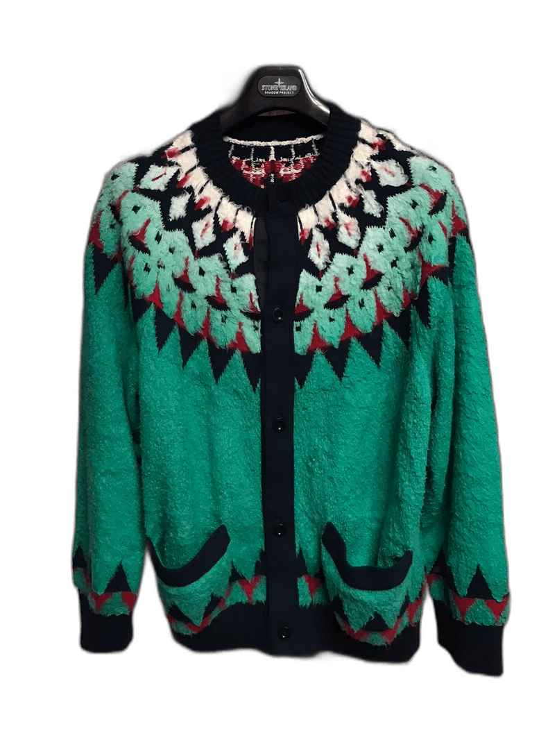 Sacai Knit Cardigan with Colorful Pattern