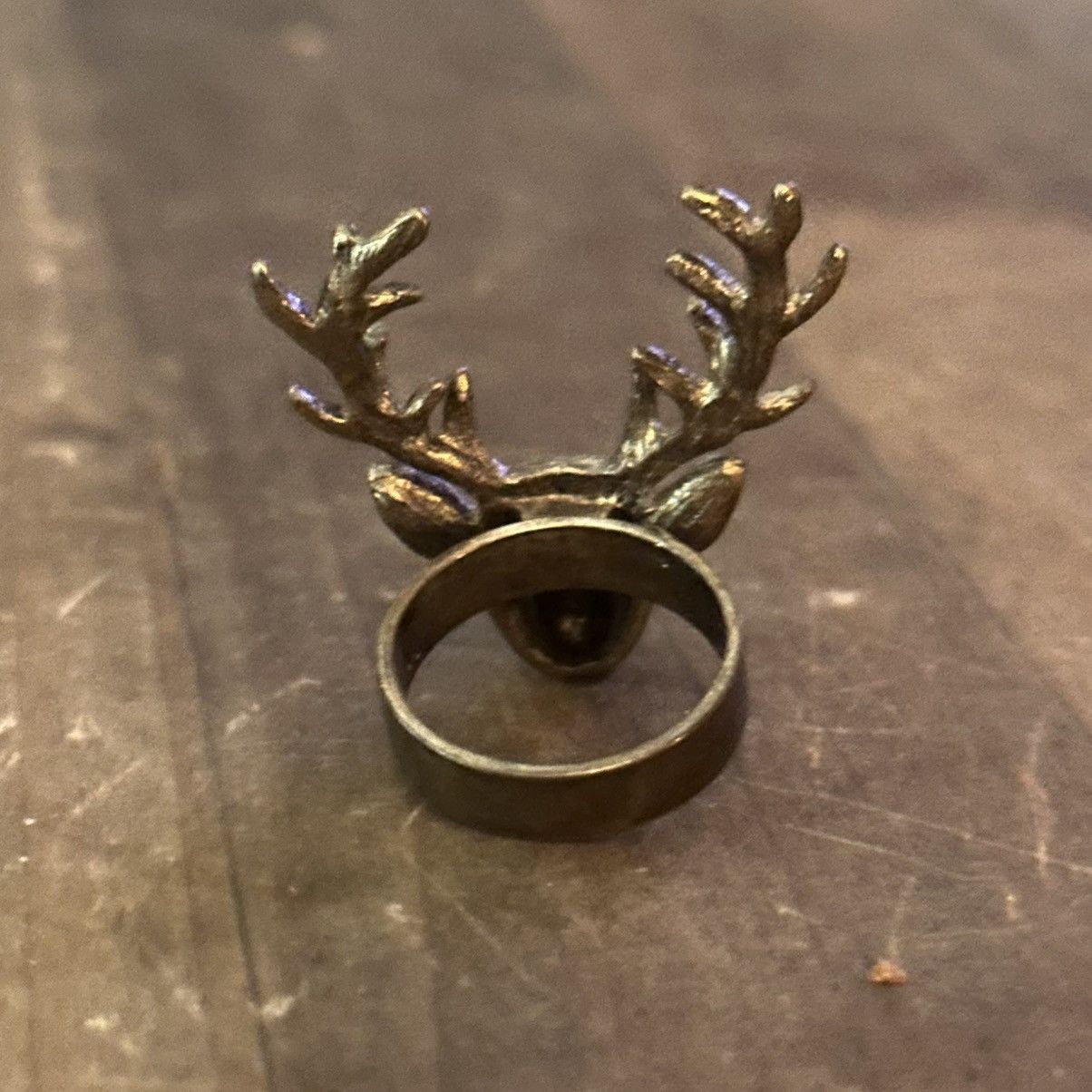 Vintage Vintage bronze tone deer head ring Size ONE SIZE - 7 Thumbnail