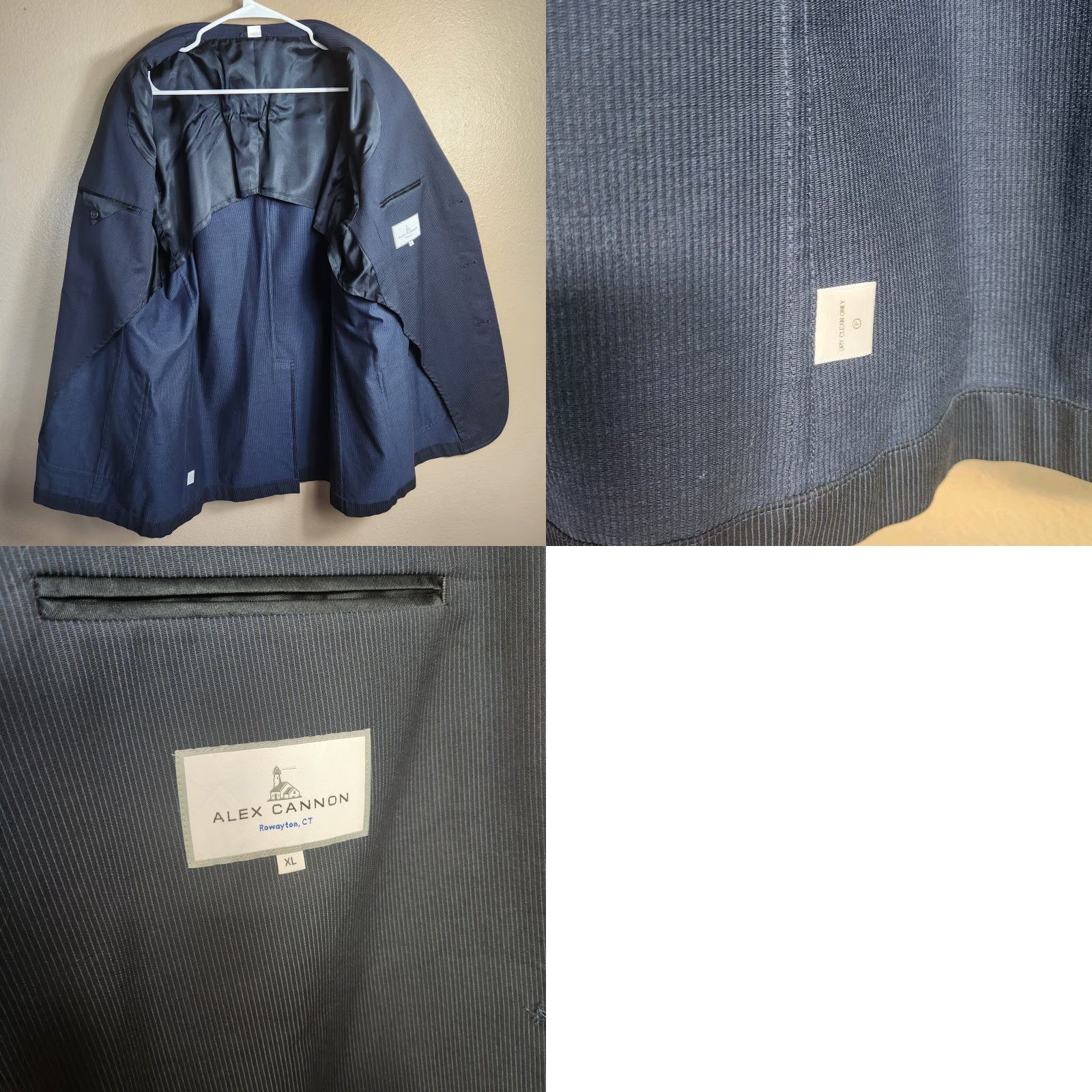 Vintage Alex Cannon Sport Coat Blazer |XL| Navy Cotton Polyester 3 Button Notch Lapel Single-Breasted Men's Coat Size 46R - 8 Thumbnail