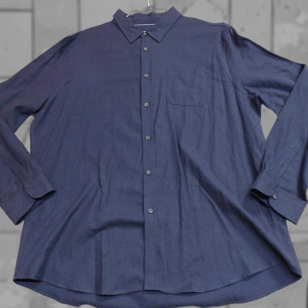 Jaeger Jaeger Shirt XL Blue Gray Long Sleeve Cotton Wool Blend Flannel Made in Portugal Size US XL / EU 56 / 4 - 1 Thumbnail