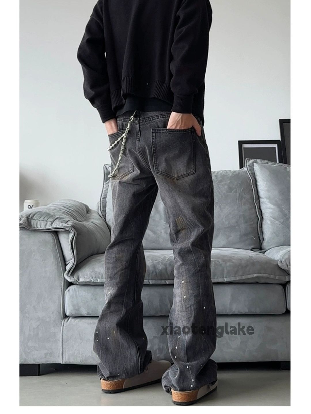 Jean × Vintage washed faded punk grunge bootcut flared yuppie jeans Size US 34 / EU 50 - 3 Thumbnail