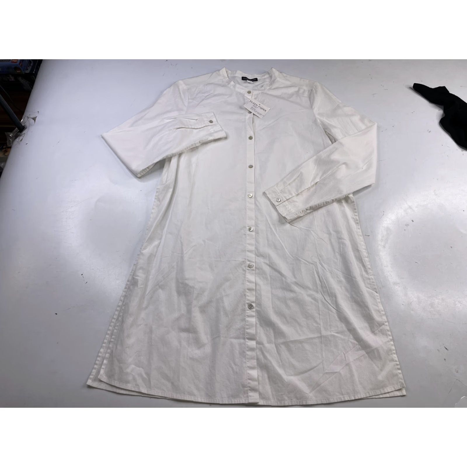 Eileen Fisher NWT Eileen Fisher Women's Long Sleeve Button Down Shirt Dress White Size Small Shirt Dress Womens Size S / US 4 / IT 40 - 2 Thumbnail