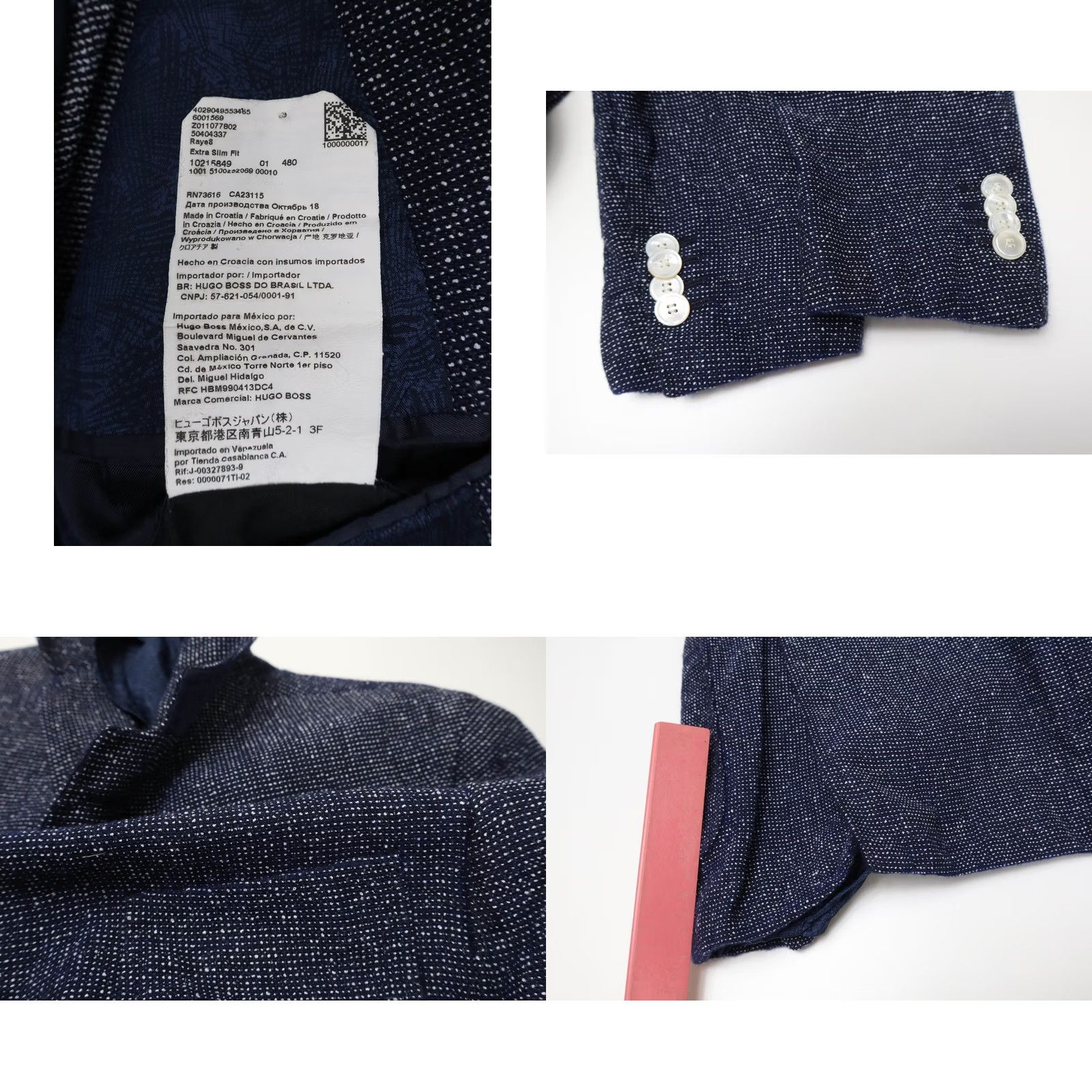Hugo Boss HUGO BOSS Raye 8 Extra Slim Fit Blazer UK 48 Blue Single-Breasted Pocket Men's Size 48R - 8 Thumbnail