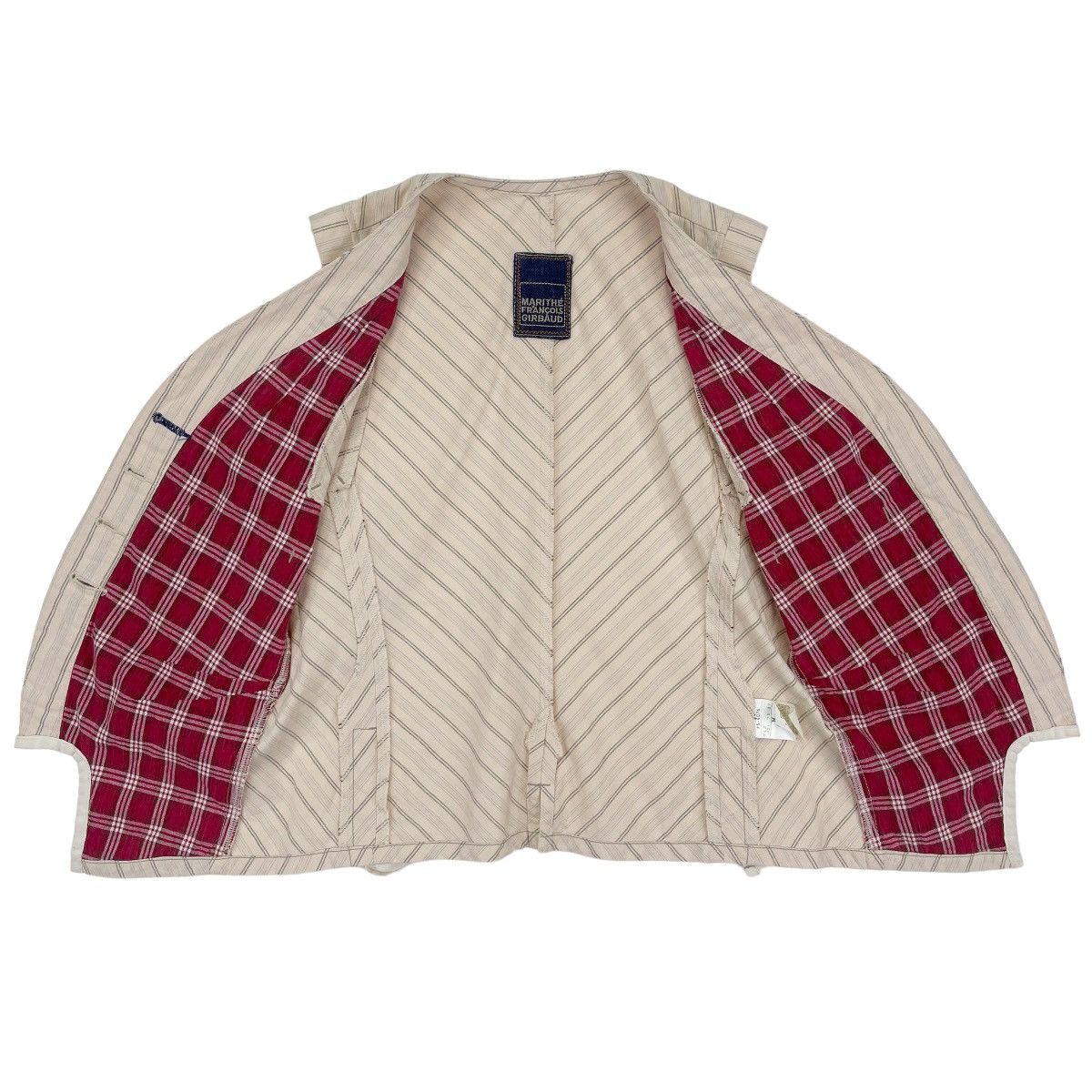 Designer × Marithe + Francois Girbaud Striped Suit Beige Cotton Vest Size US M / EU 48-50 / 2 - 3 Thumbnail