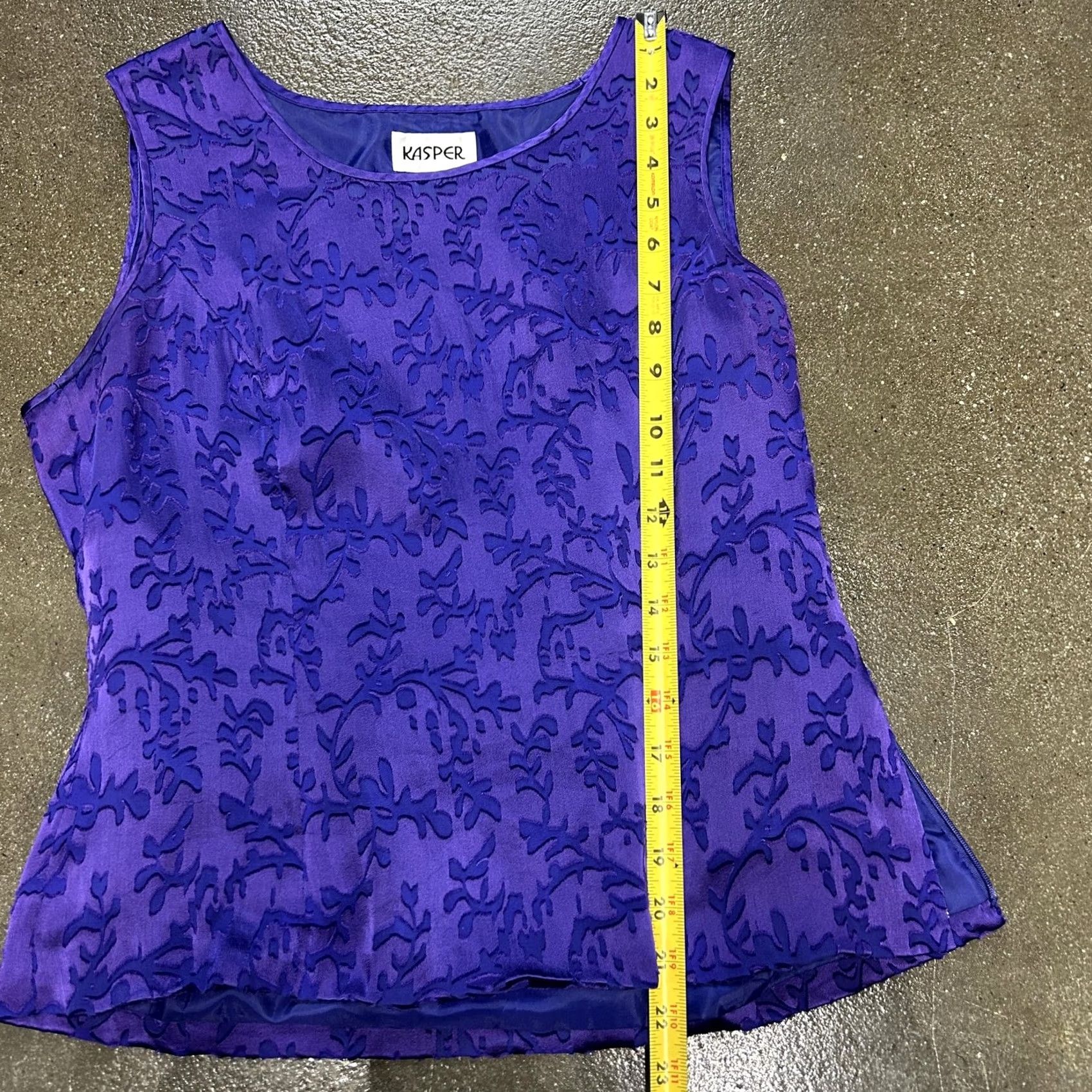 Kasper Kasper Tank Top Shirt Womens 10 Purple Floral Lined Scoop Neck Sleeveless Blouse Size L / US 10 / IT 46 - 4 Thumbnail