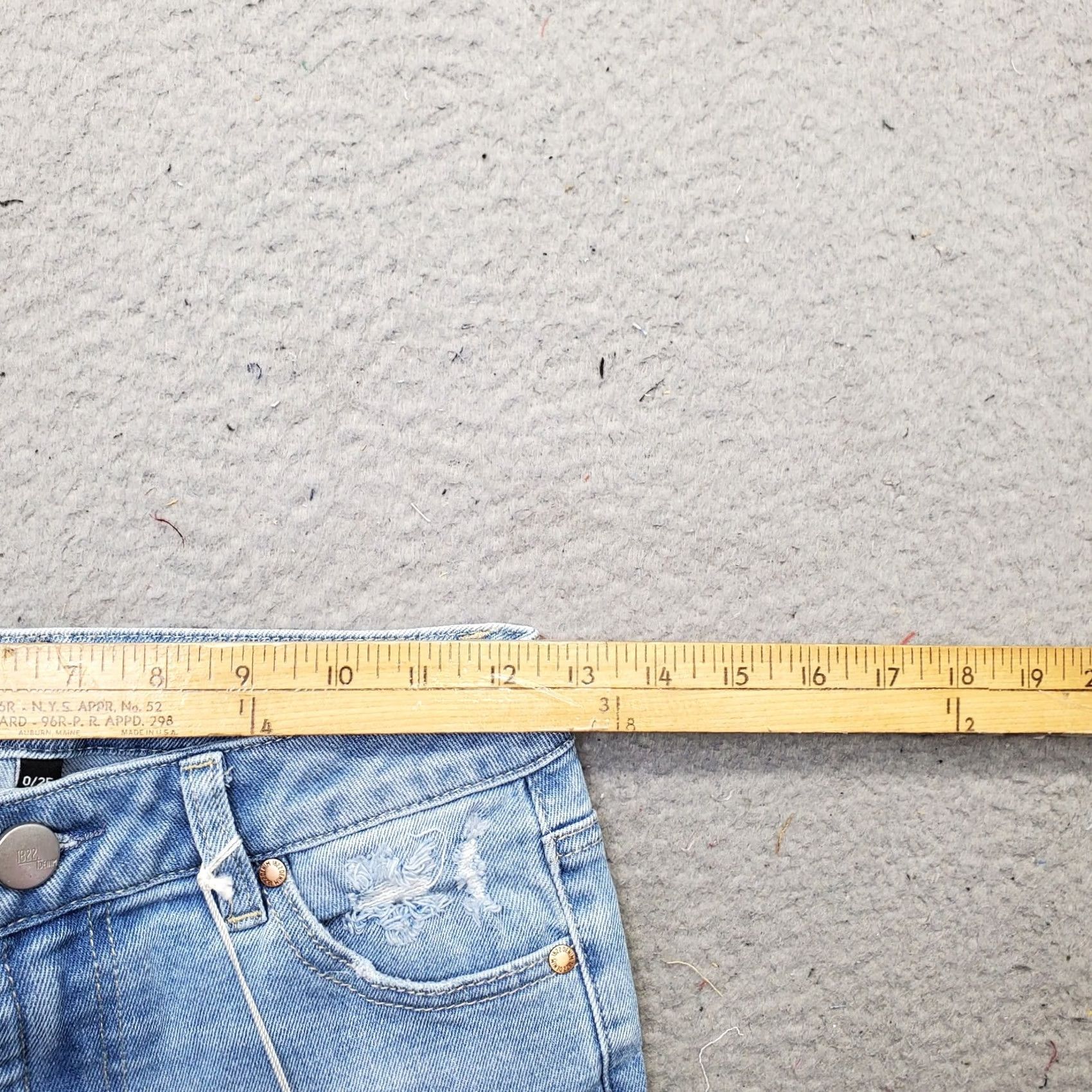 Vintage 1822 Denim Womens Size 0 Blue Mid Thigh Shorts Distressed High Rise Bermuda Stretch Denim Shorts Size 25" / US 0 / IT 36 - 5 Thumbnail
