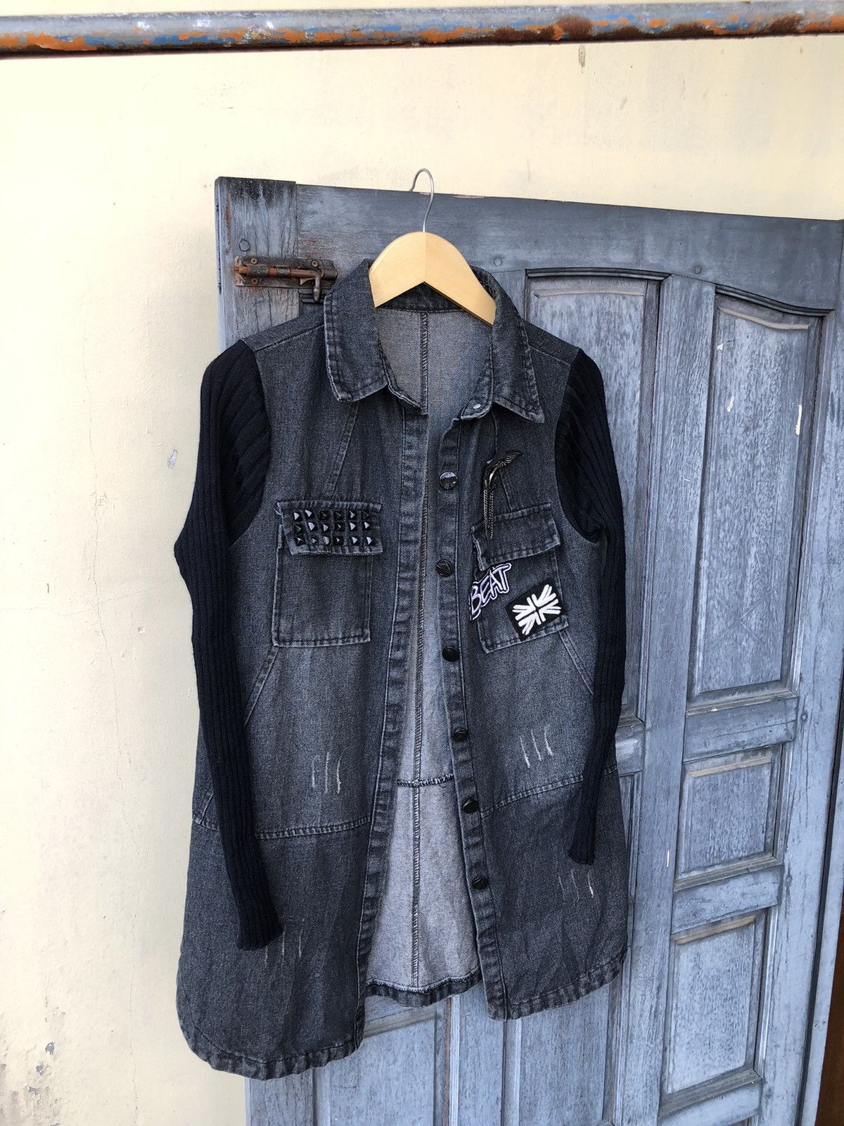 Japanese Brand Shirt Denim British Patch Pin Studed Knit Longsleeve Style Size US M / EU 48-50 / 2 - 3 Thumbnail