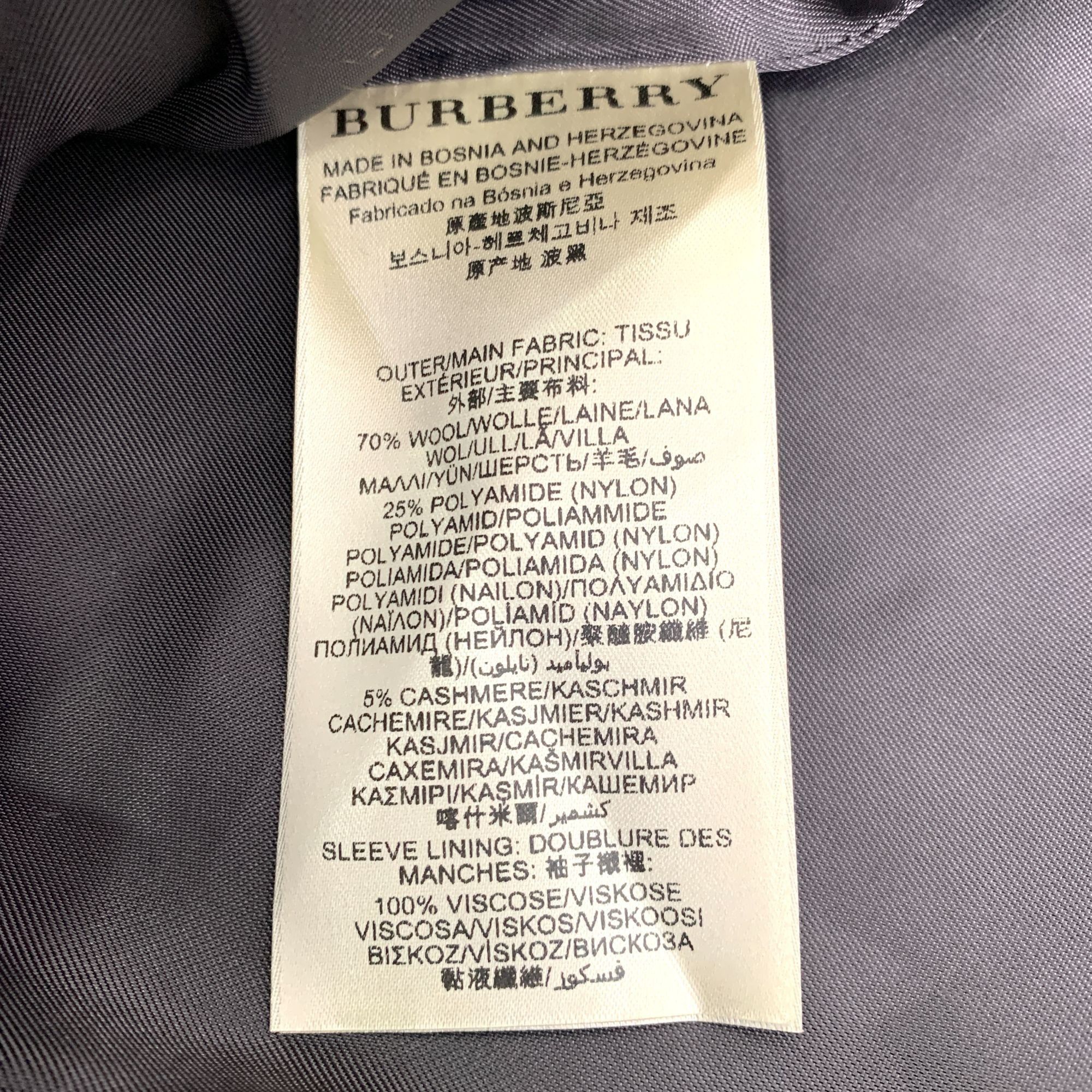 Burberry Burberry Brit Black-Grey Wool Shawl Collar Coat (Size 40/M) Size M / US 6-8 / IT 42-44 - 3 Thumbnail