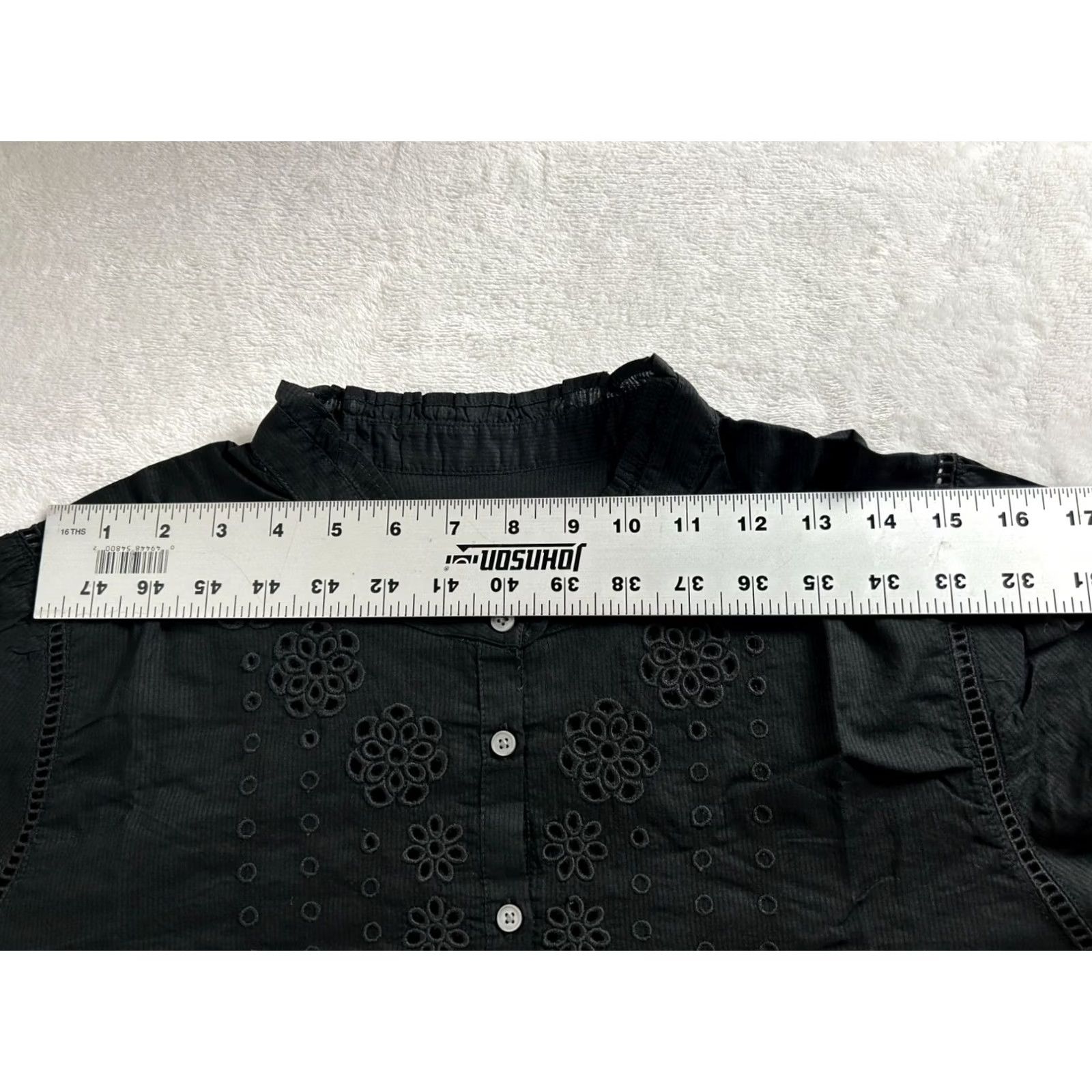 J.Crew J.Crew Blouse Shirt Womens Ruffle-Sleeve Embroidered Eyelet Black Large L AR971 New Size L / US 10 / IT 46 - 6 Thumbnail