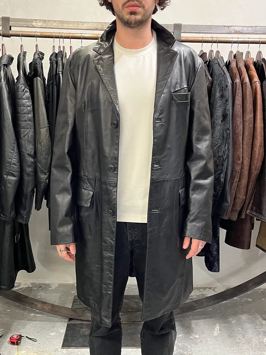 Gianfranco Ferre 2000s Gianfranco Ferré Black Matrix Long Trench Leather Jacket Size US L / EU 52-54 / 3 - 2 Thumbnail