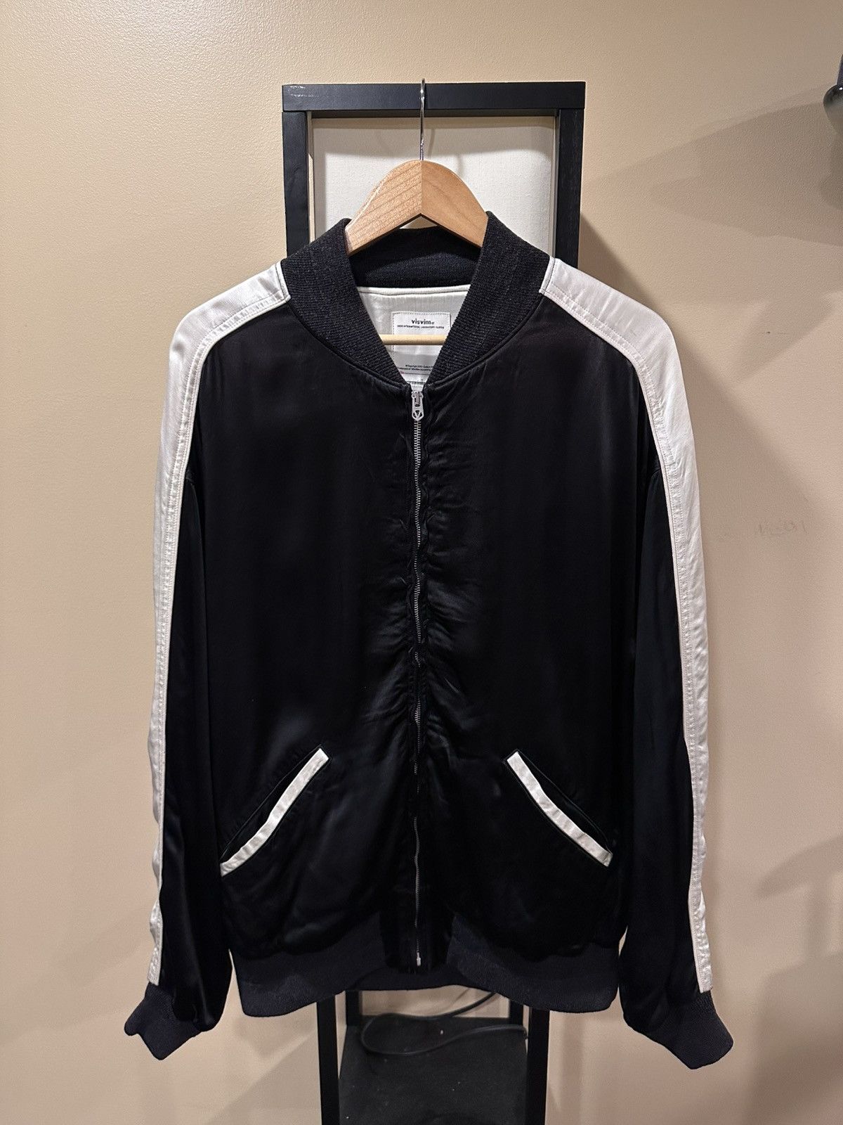 Japanese Brand Visvim Douglas Jkt SS21 Satin Black Zip Souvenir Jacket Size US XL / EU 56 / 4 - 1 Thumbnail