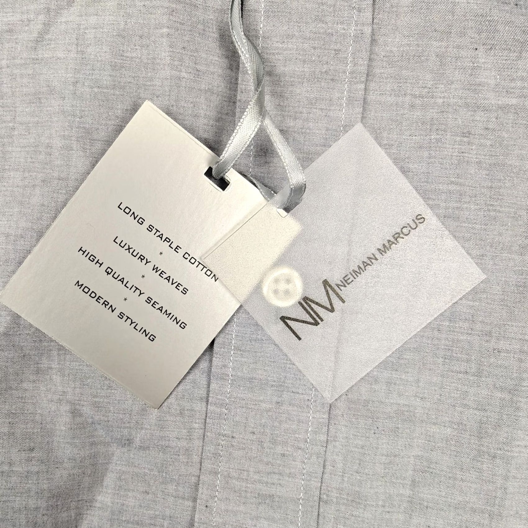 Neiman Marcus Neiman Marcus Dress Shirt Mens 18 36/37 Blue Slim Fit Long Sleeve Button Down Shirt Mens Boy Size 48R - 3 Thumbnail