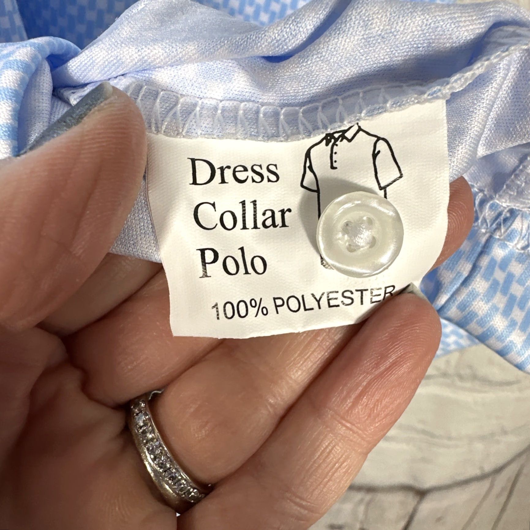 CO Collars & Co Button Down Polo Dress Shirt Mens M Vantage Blue Stretch Short Sleeve Classic Preppy Size 40R - 4 Thumbnail