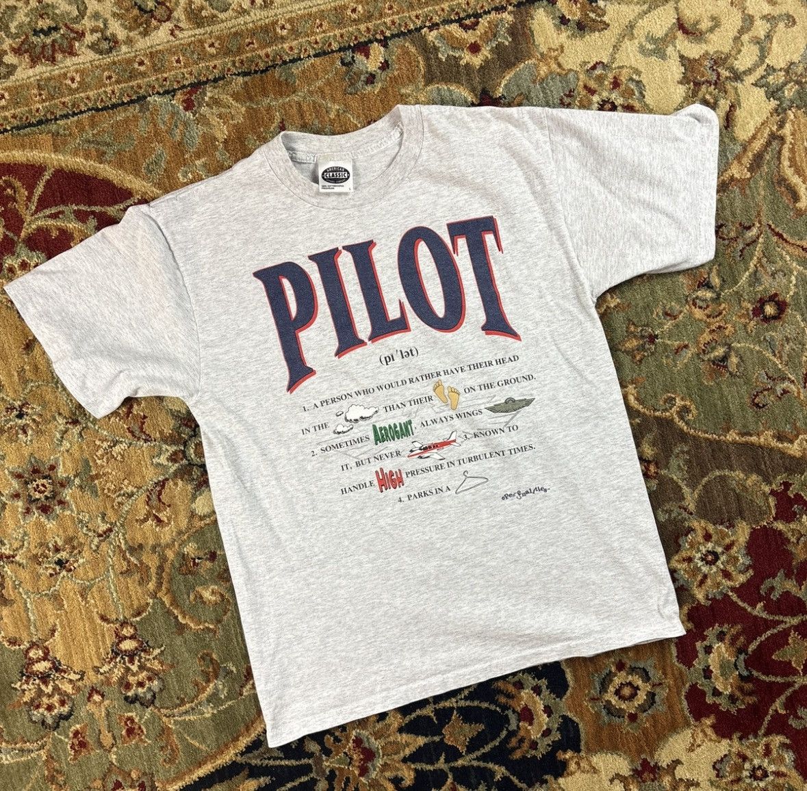 American Apparel Vintage 1990’s Pilot T-Shirt Size US L / EU 52-54 / 3 - 1 Thumbnail