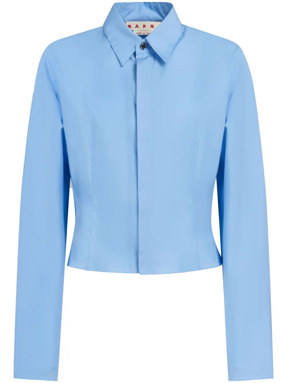 Marni o1w1db10125 Long Sleeve Cropped Cotton Shirt in Light Blue Size S / US 4 / IT 40 - 1 Thumbnail