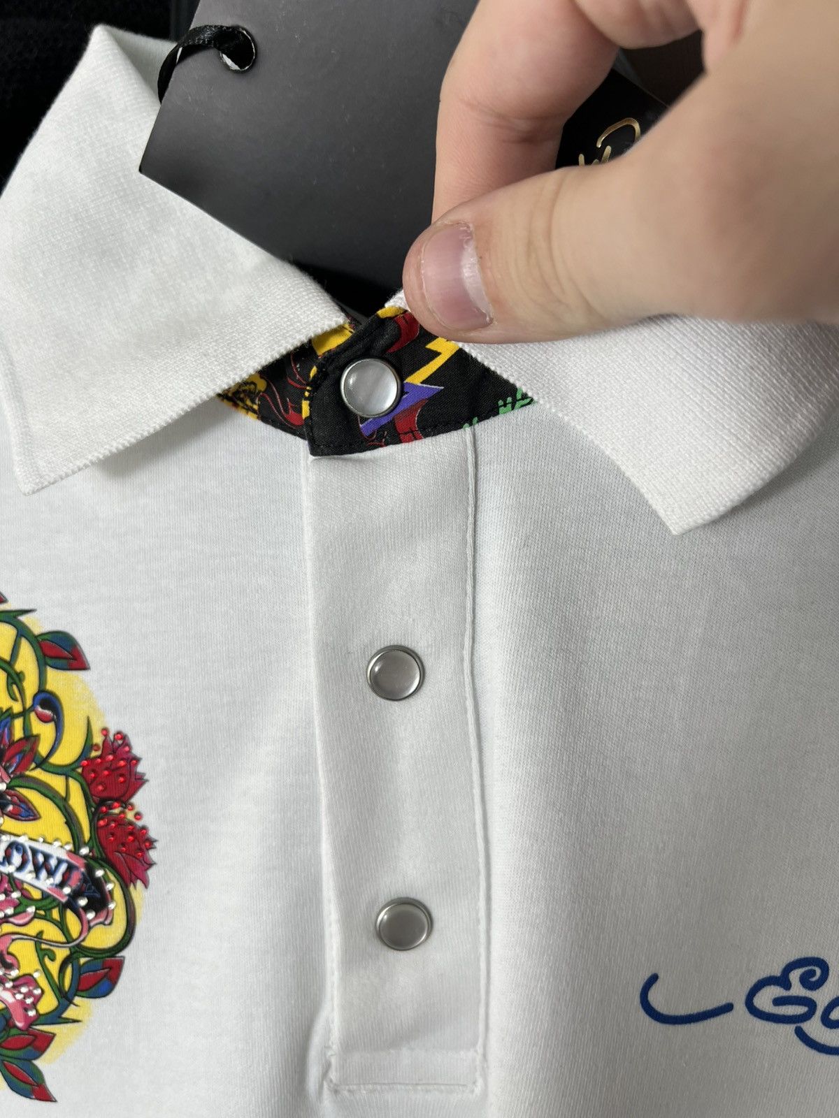 Ed Hardy Ed Hardy Skull Graphic Polo Shirt White Size L (Fits M) Size US L / EU 52-54 / 3 - 6 Thumbnail