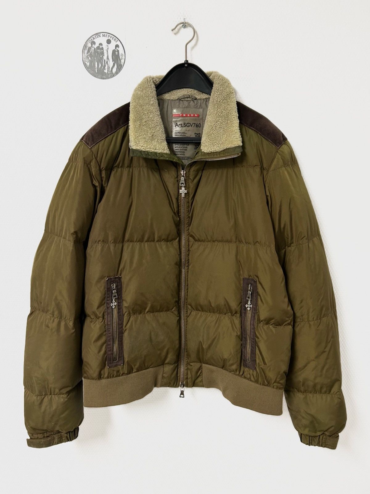 Prada FW2000 Shearling-Collar Puffer Bomber Size US L / EU 52-54 / 3 - 1 Thumbnail