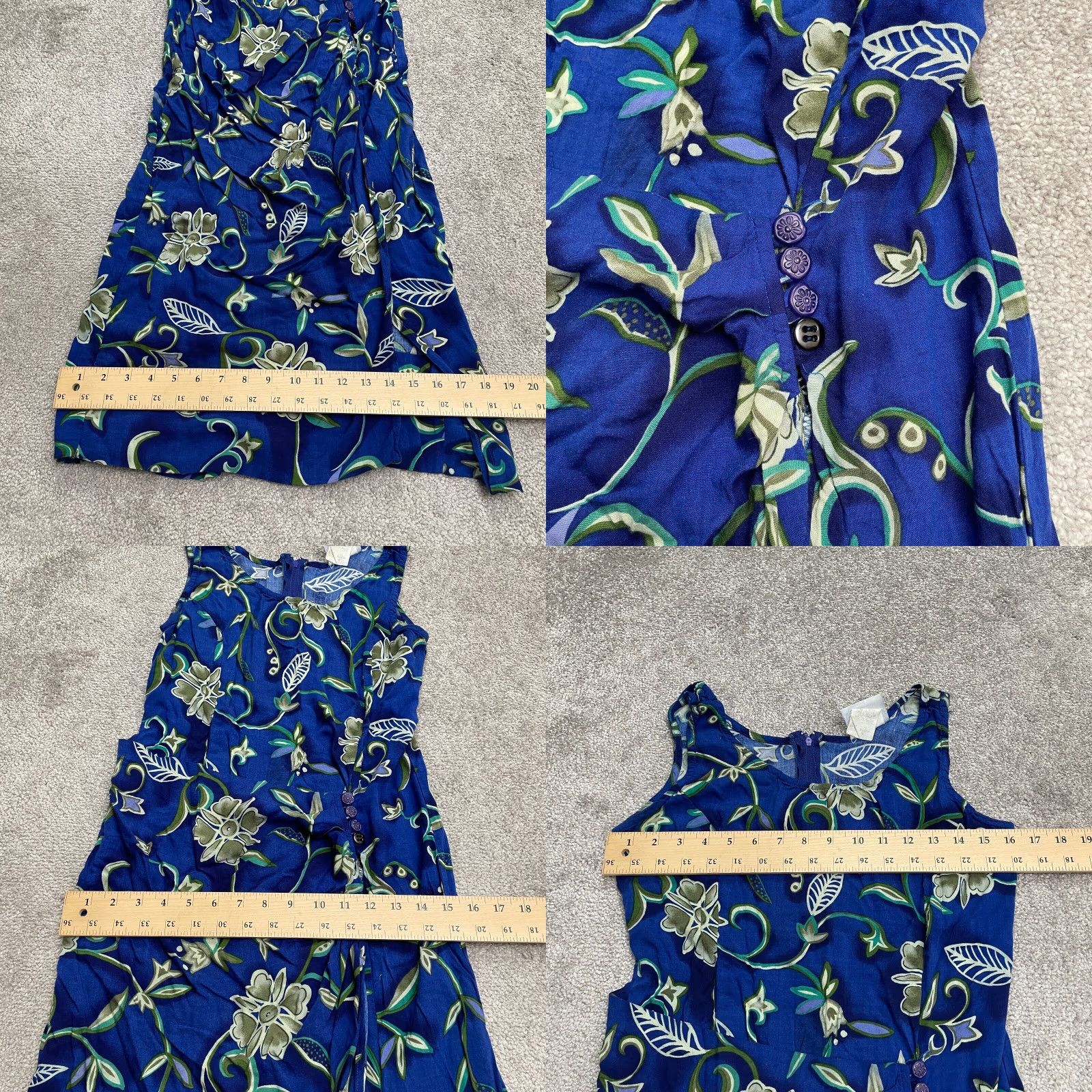 Vintage VINTAGE Studio Ease Blue Floral Midi Wrap Dress Womens 10 Sleeveless Slit Rayon Knit Strappy Sleeve 90s Bohemian Style - Mens? Women? Size L / US 10 / IT 46 - 8 Thumbnail