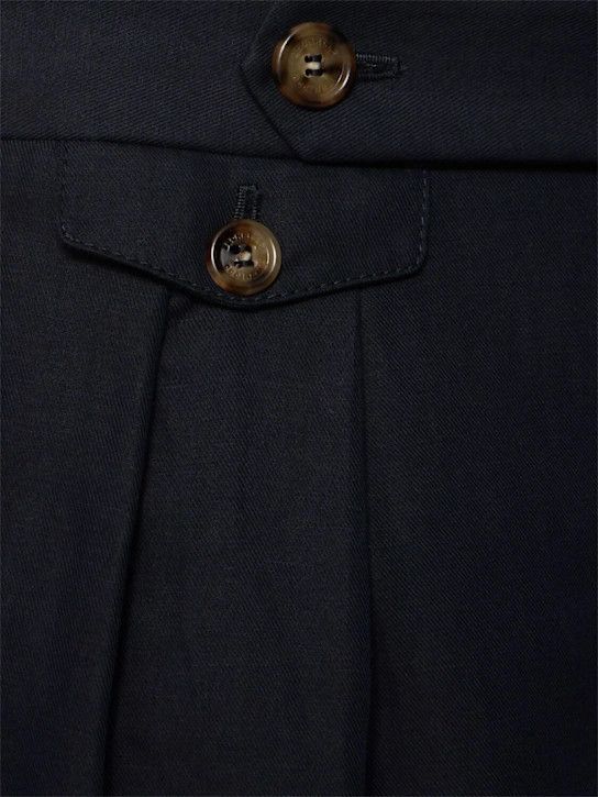 Brunello Cucinelli o1lsvrm0425 Pleated Cotton & Linen Shorts in Navy Size US 38 / EU 54 - 3 Thumbnail